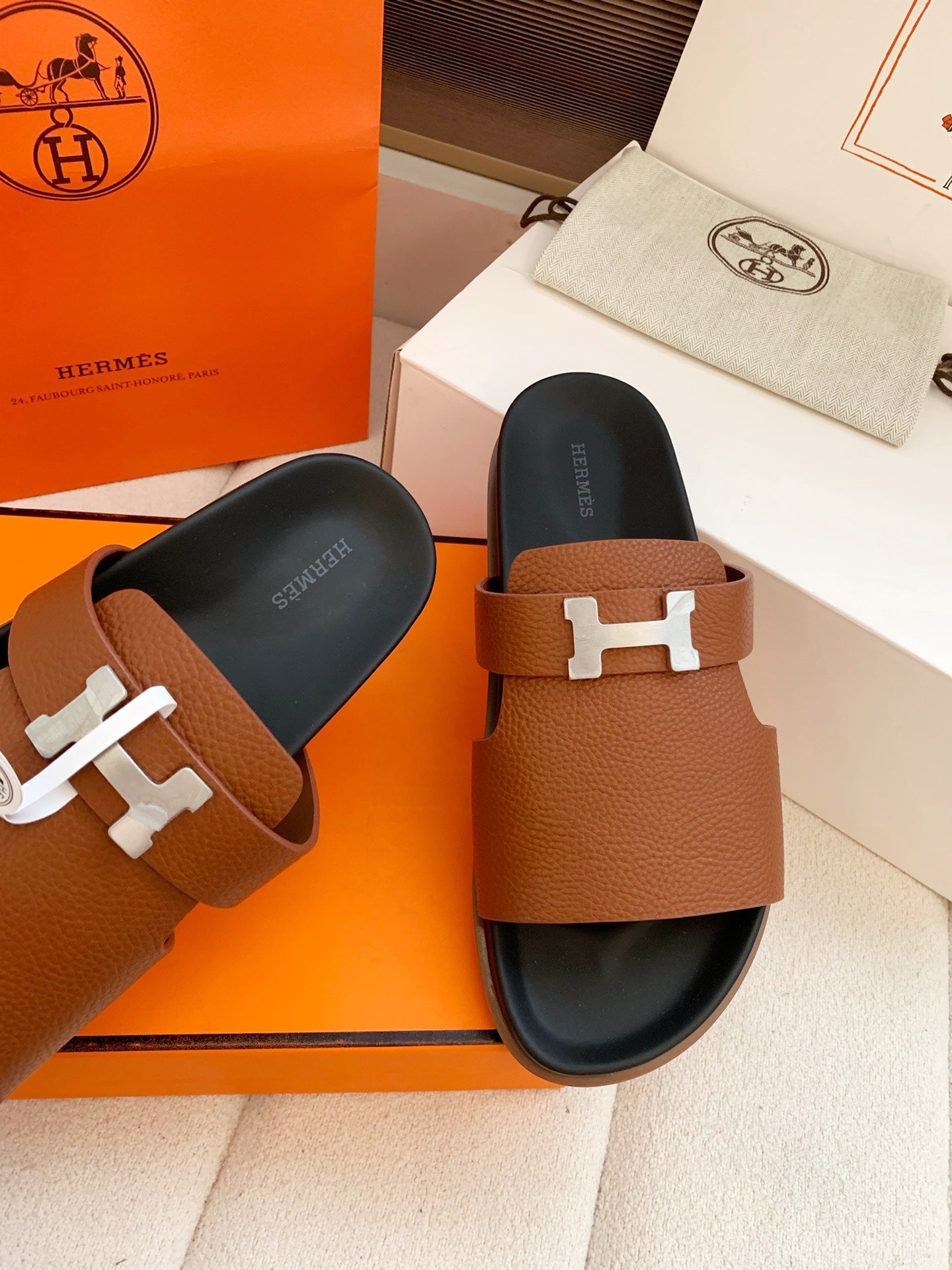 HM Men Jaures Sandal Brown Black Cowhide 614867