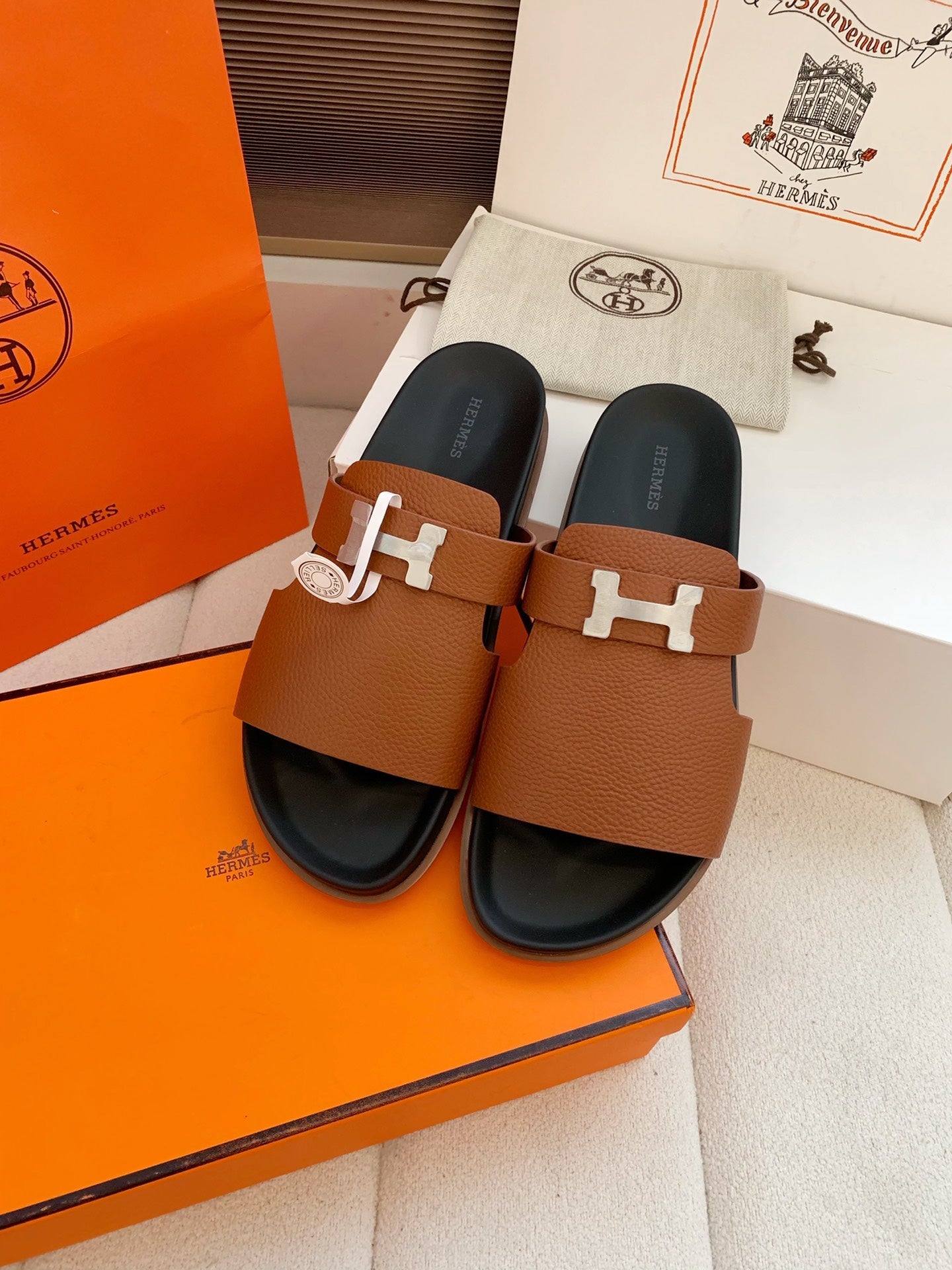 HM Men Jaures Sandal Brown Black Cowhide 614867