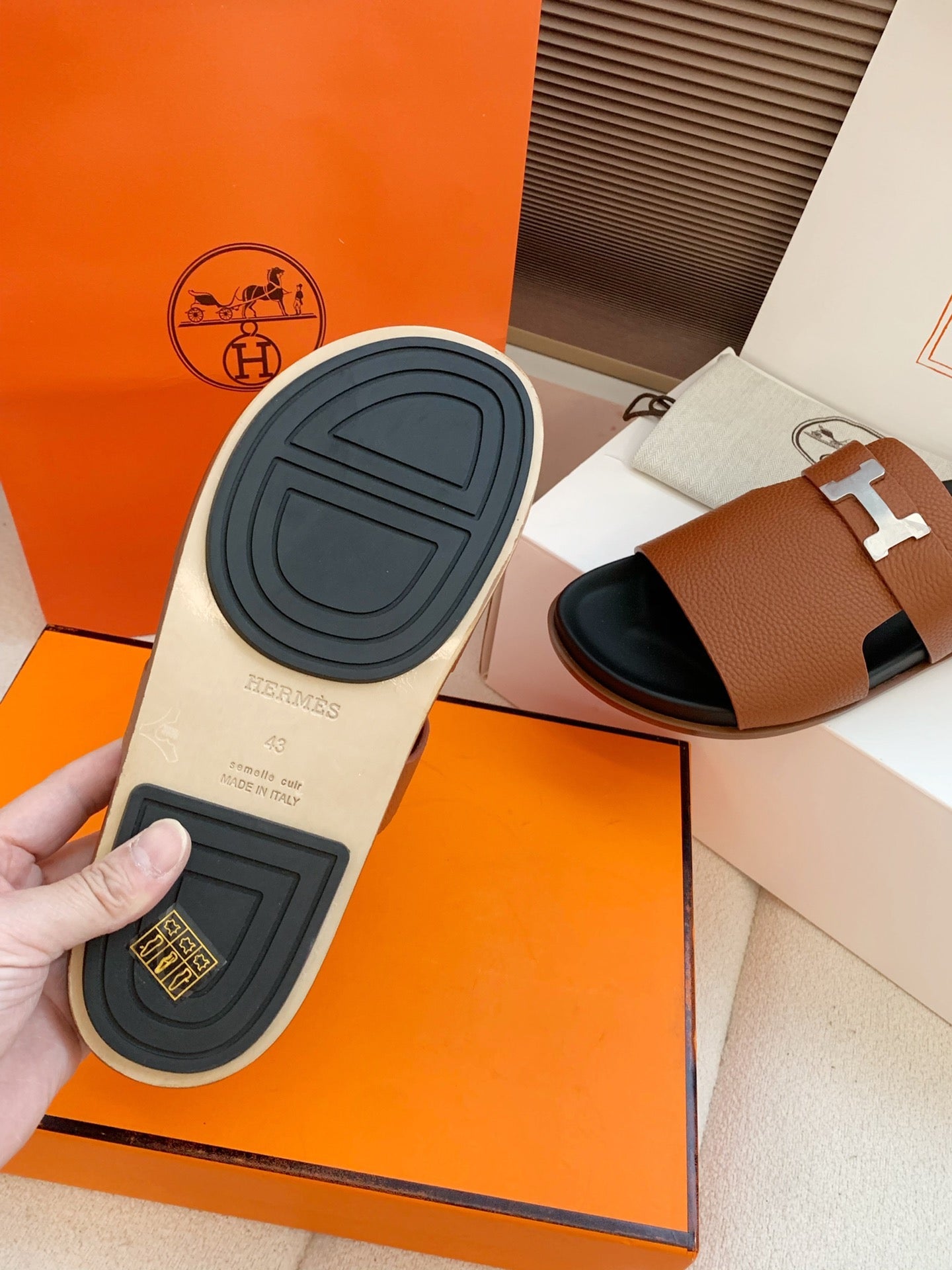 HM Men Jaures Sandal Brown Black Cowhide 614867