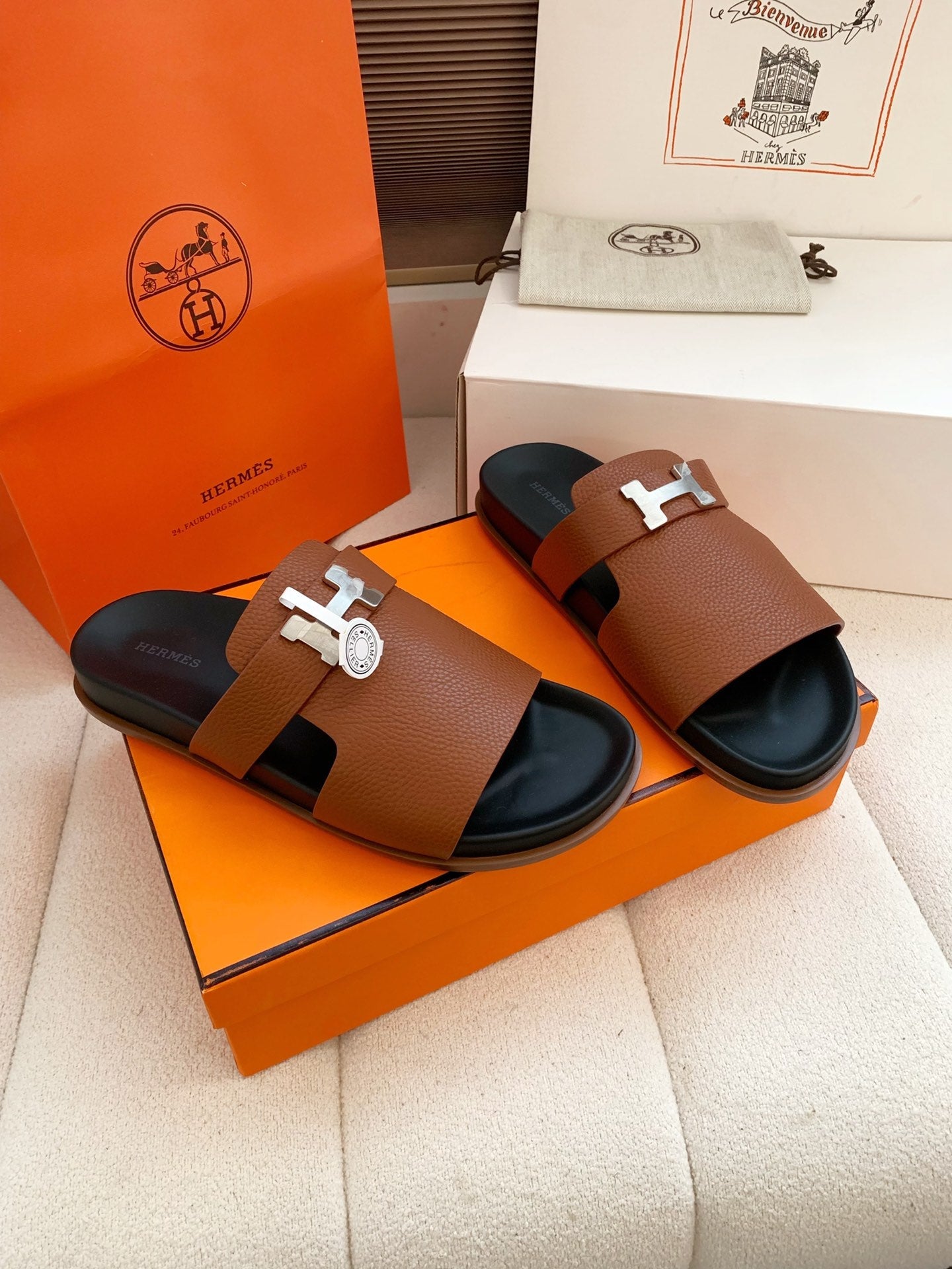 HM Men Jaures Sandal Brown Black Cowhide 614867