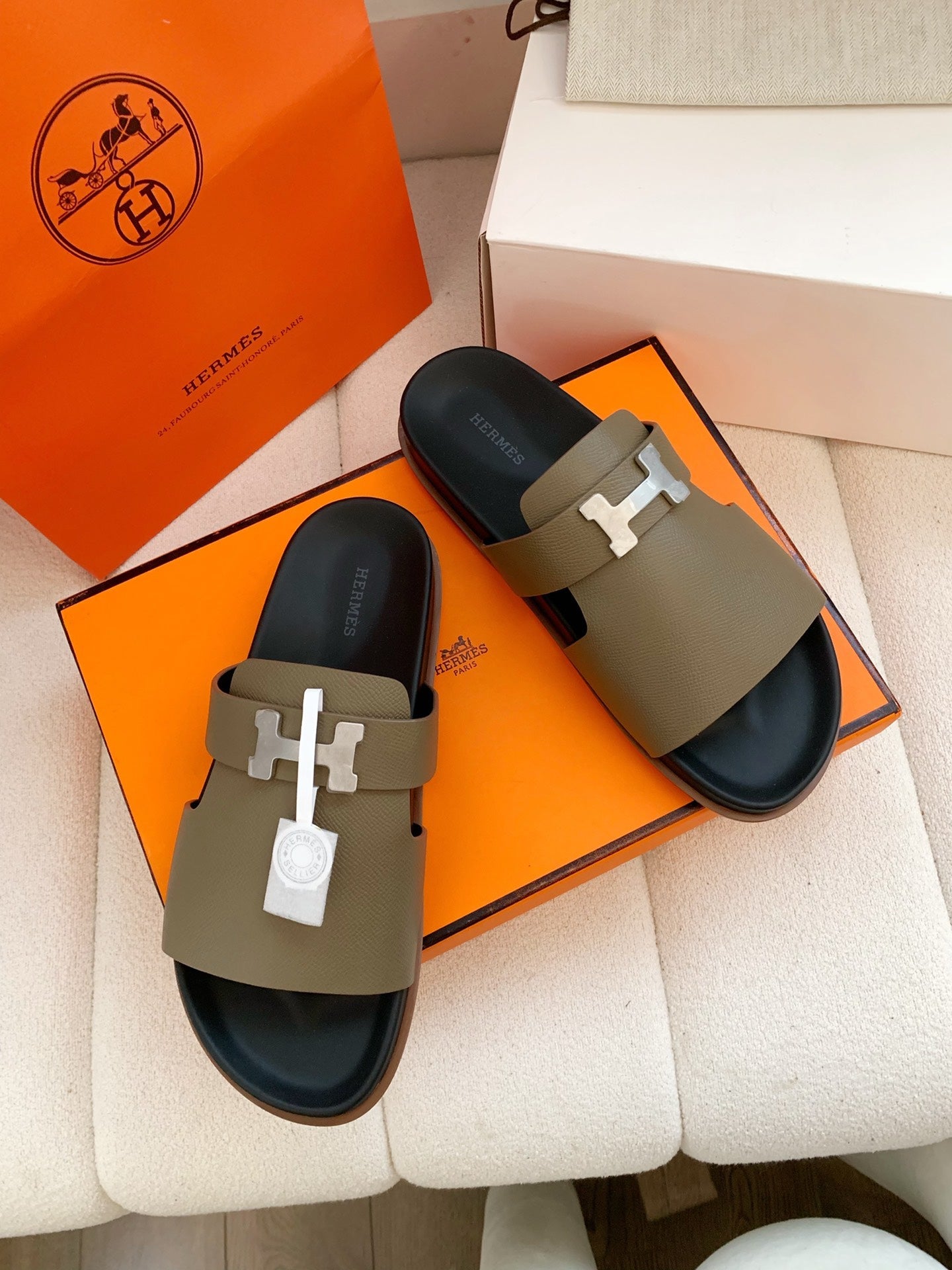 HM Men Jaures Sandal Taupe Black Cowhide 614864