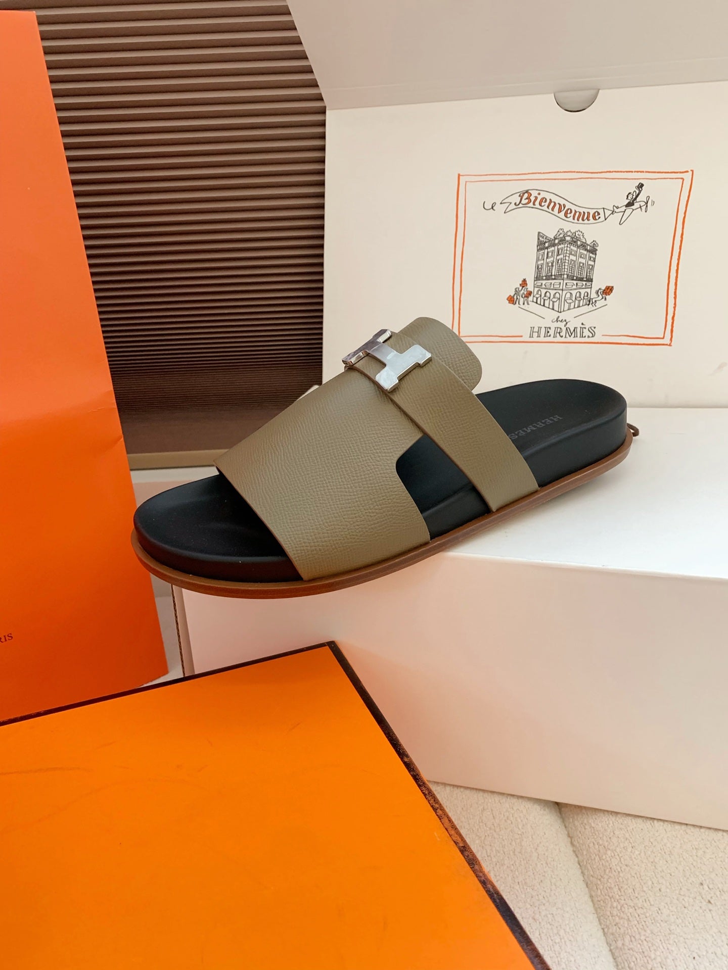 HM Men Jaures Sandal Taupe Black Cowhide 614864