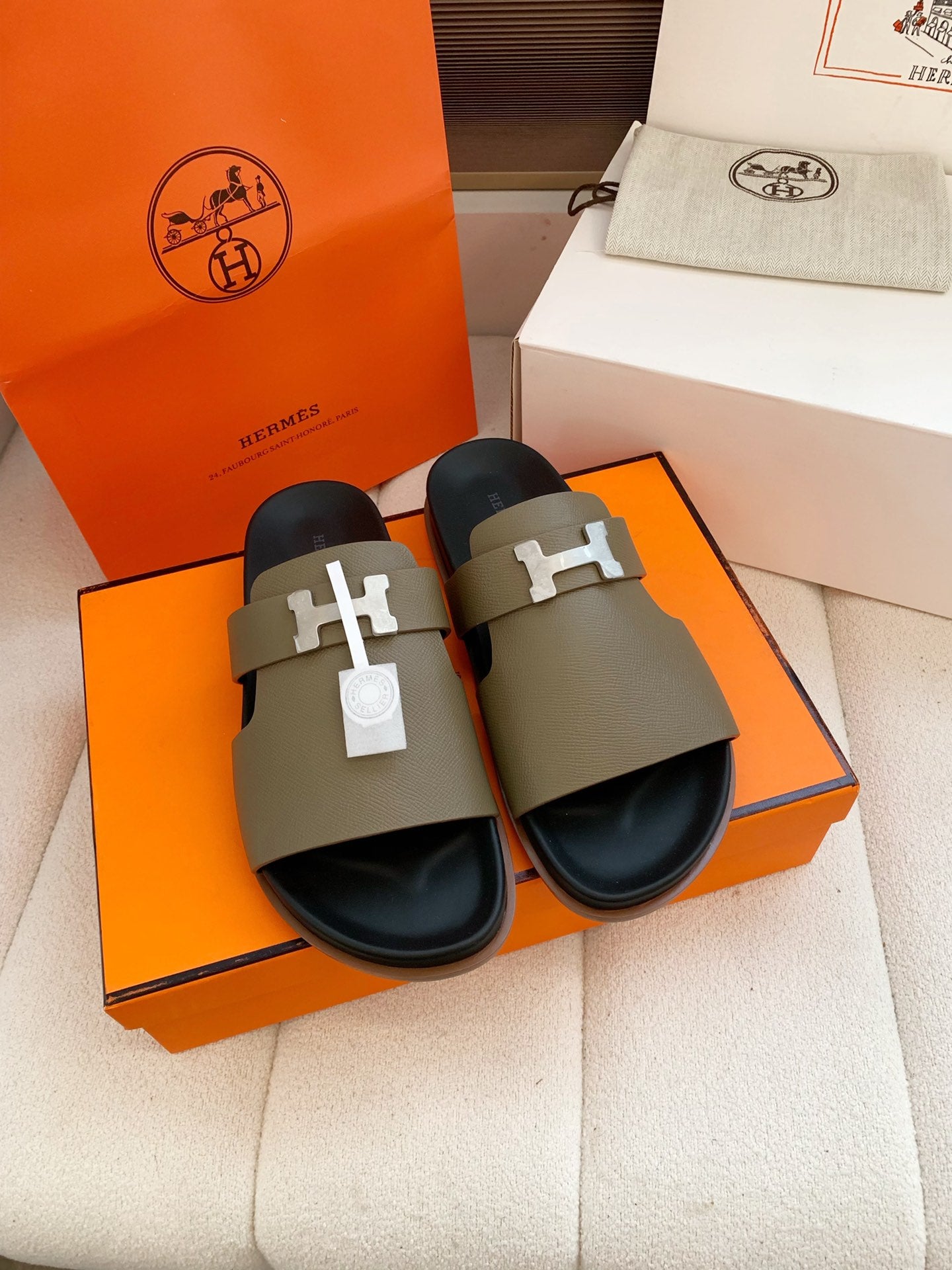 HM Men Jaures Sandal Taupe Black Cowhide 614864