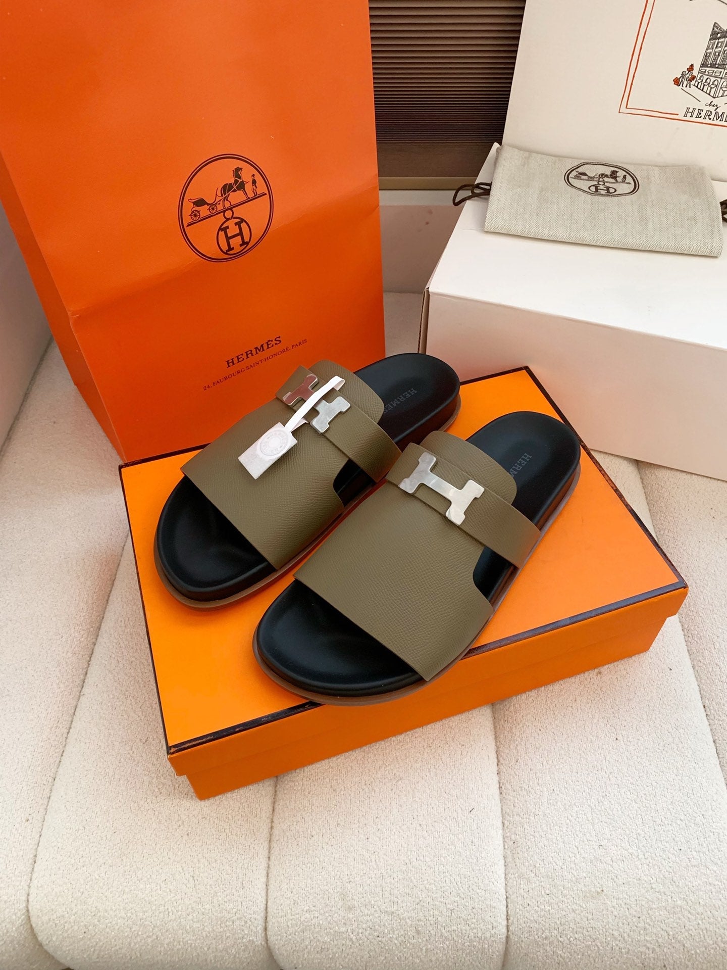 HM Men Jaures Sandal Taupe Black Cowhide 614864