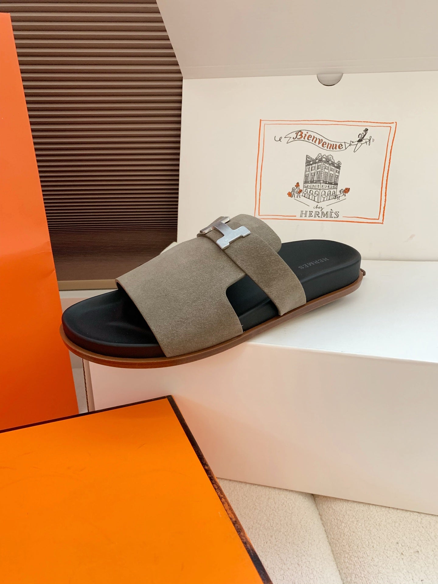 HM Men Jaures Sandal Taupe Black Suede 614865