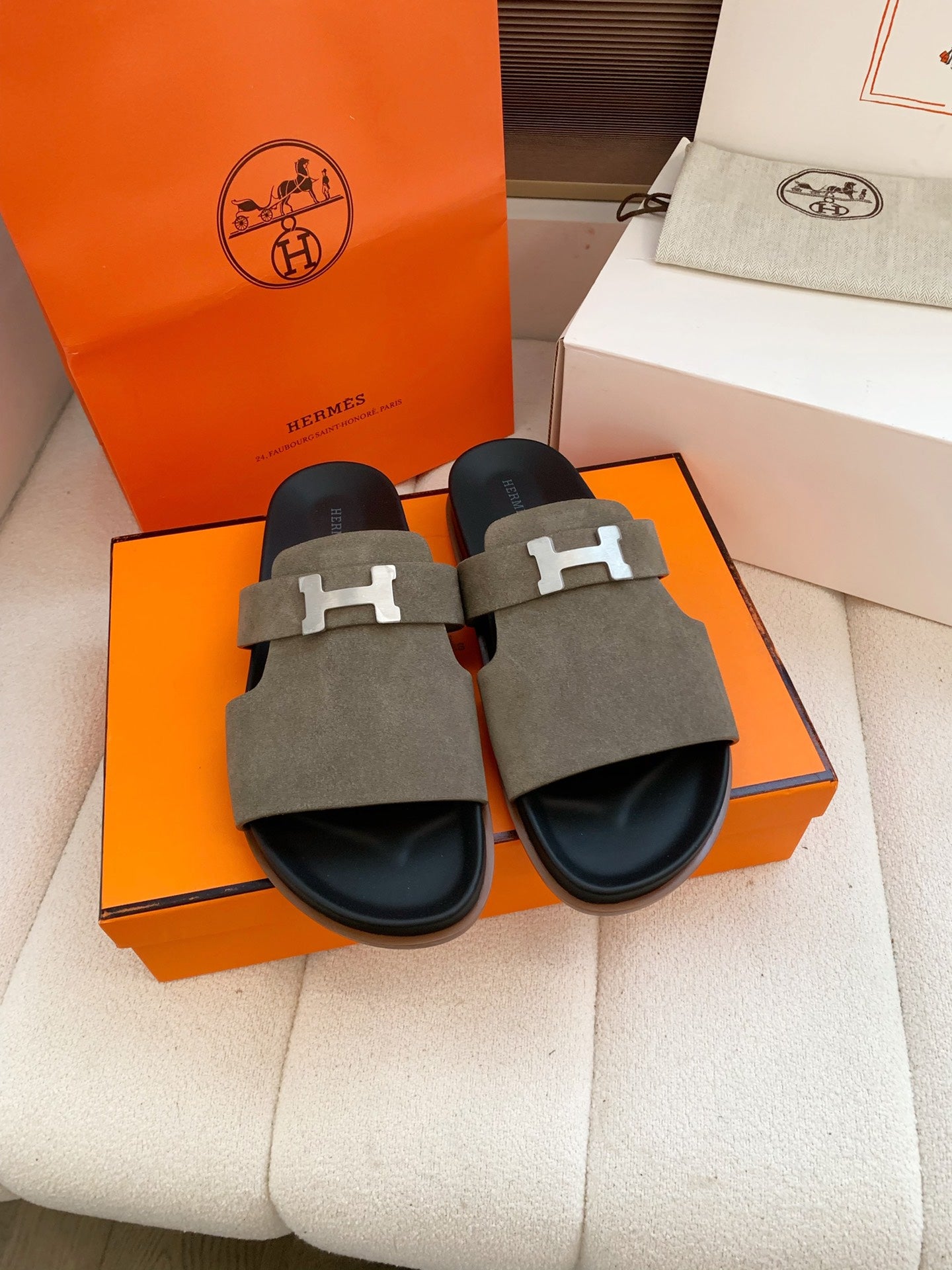 HM Men Jaures Sandal Taupe Black Suede 614865