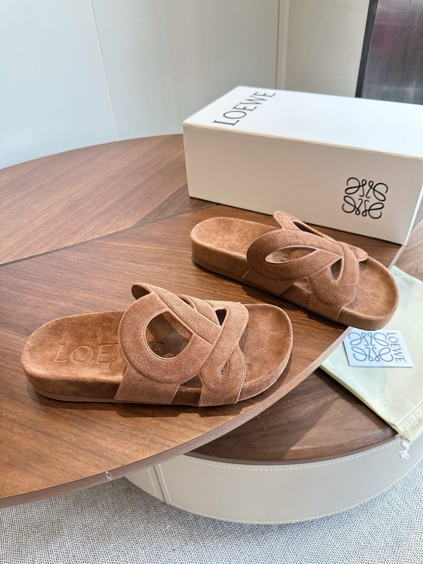 Loewe Ease Slide Brown Suede 878034