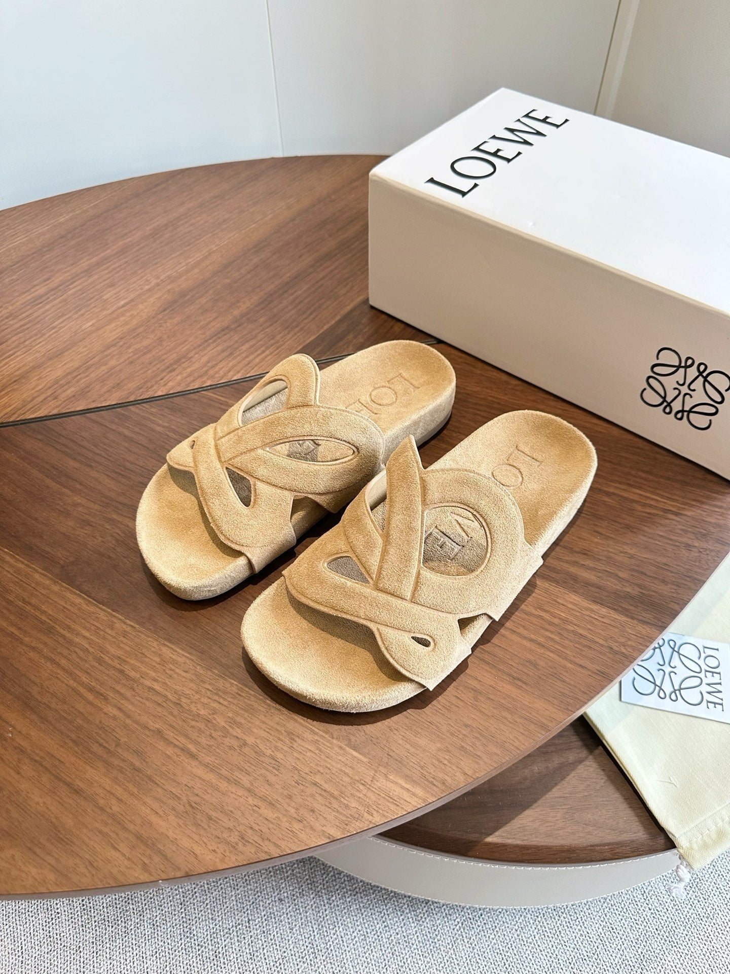 Loewe Ease Slide Khaki Suede 878035