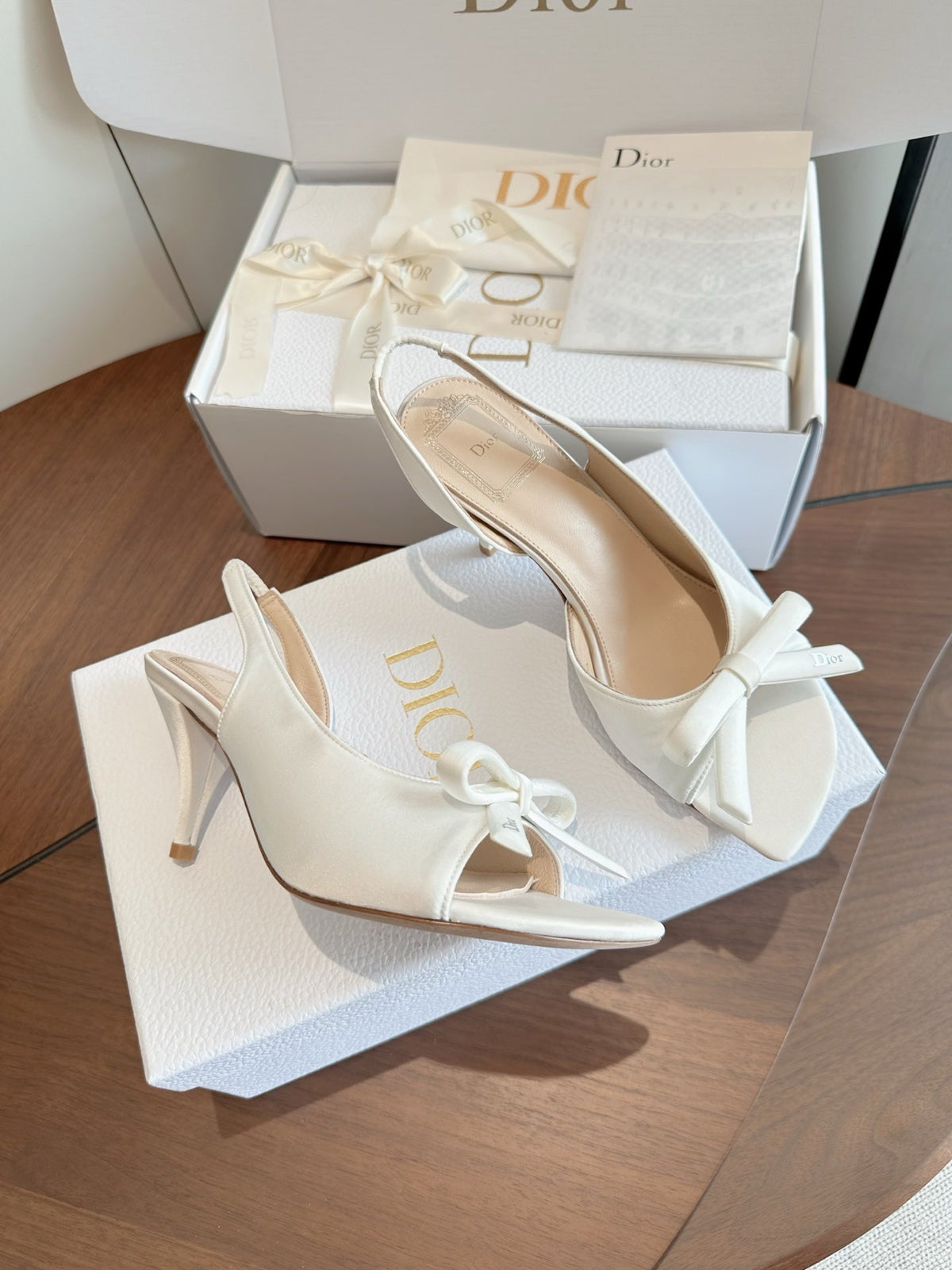 CD 26s J'Adior Slingback Sandals White Calfskin 150506