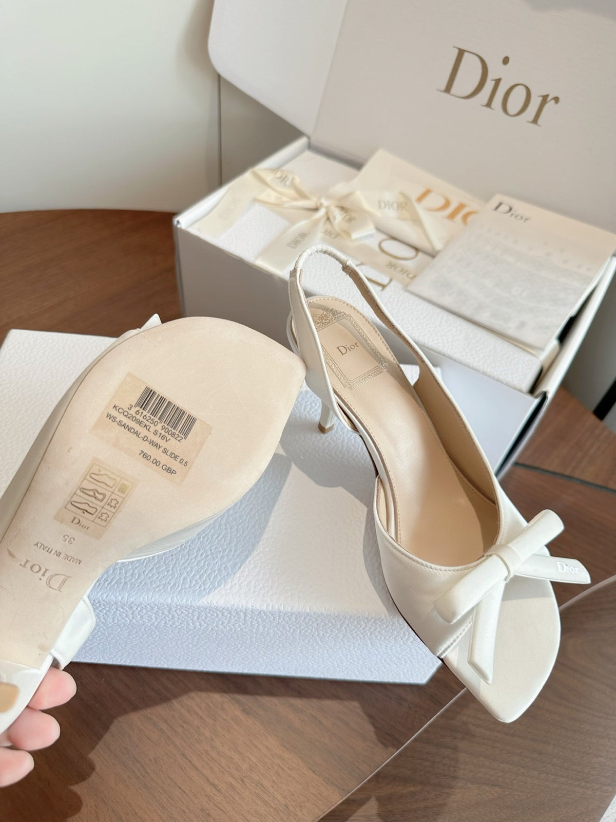 CD 26s J'Adior Slingback Sandals White Calfskin 150506
