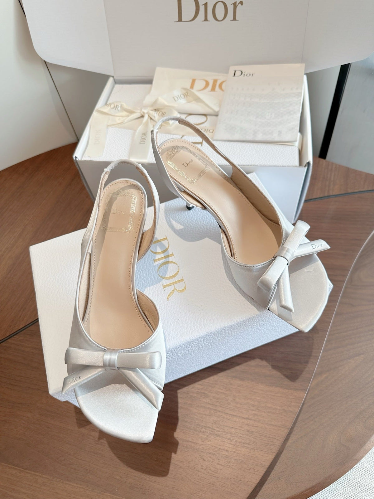 CD 26s J'Adior Slingback Sandals Silver Satin 150508