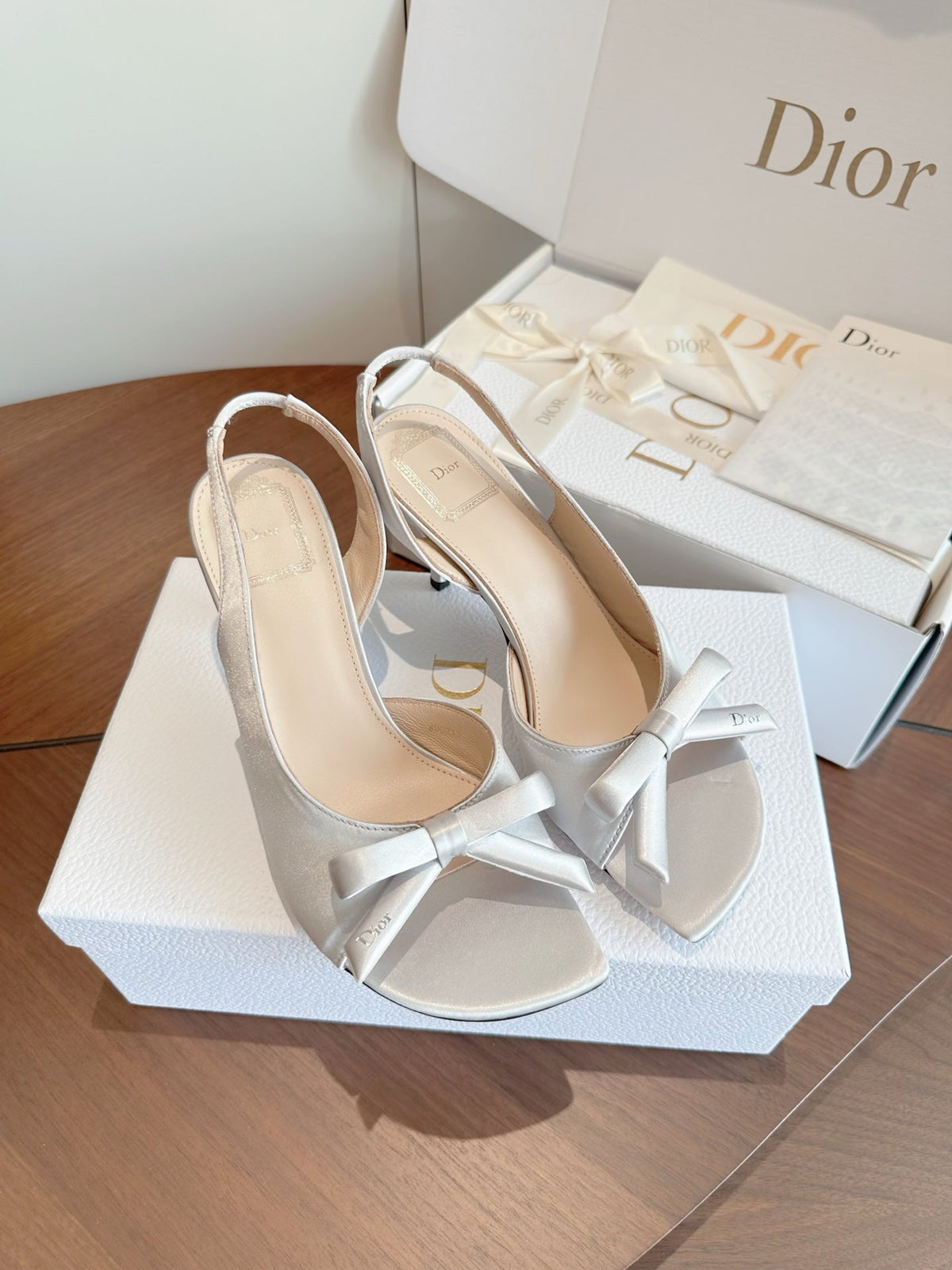 CD 26s J'Adior Slingback Sandals Silver Satin 150508