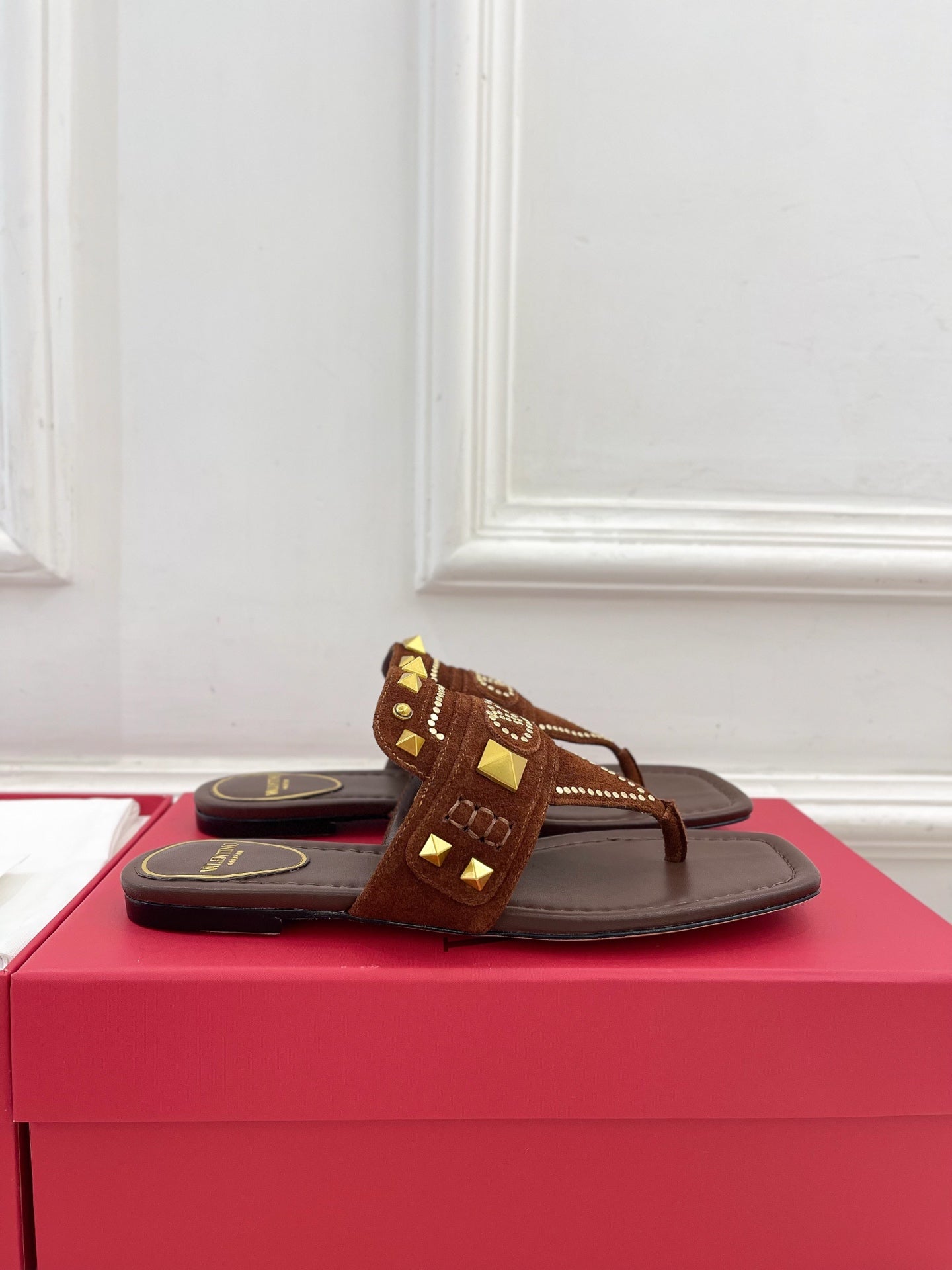 Plaster Caster Buffalo Thong Sandal Rust Suede Calfskin And Cowhide 307473