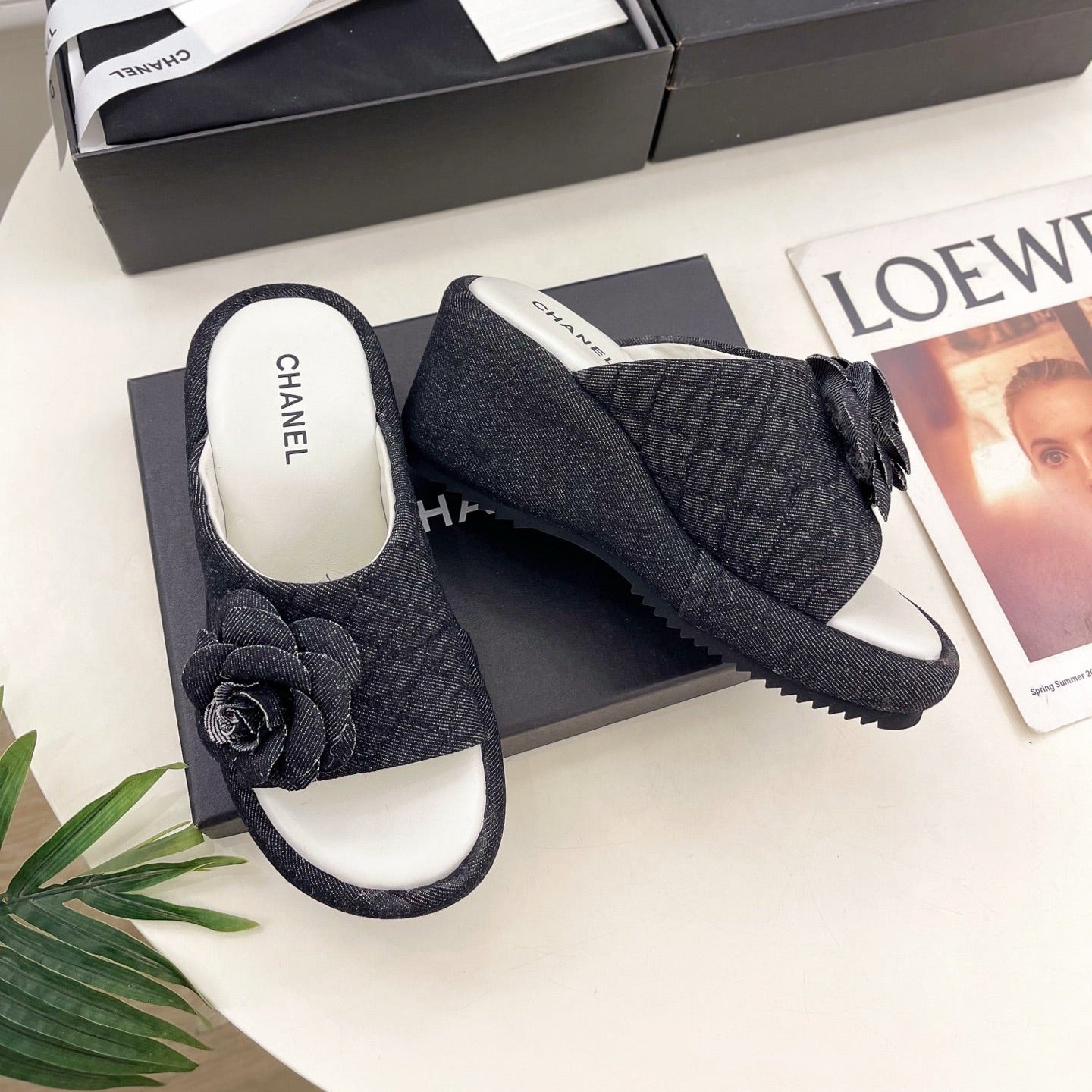 CC 25 Platform Slippers Black Sheepskin 331003