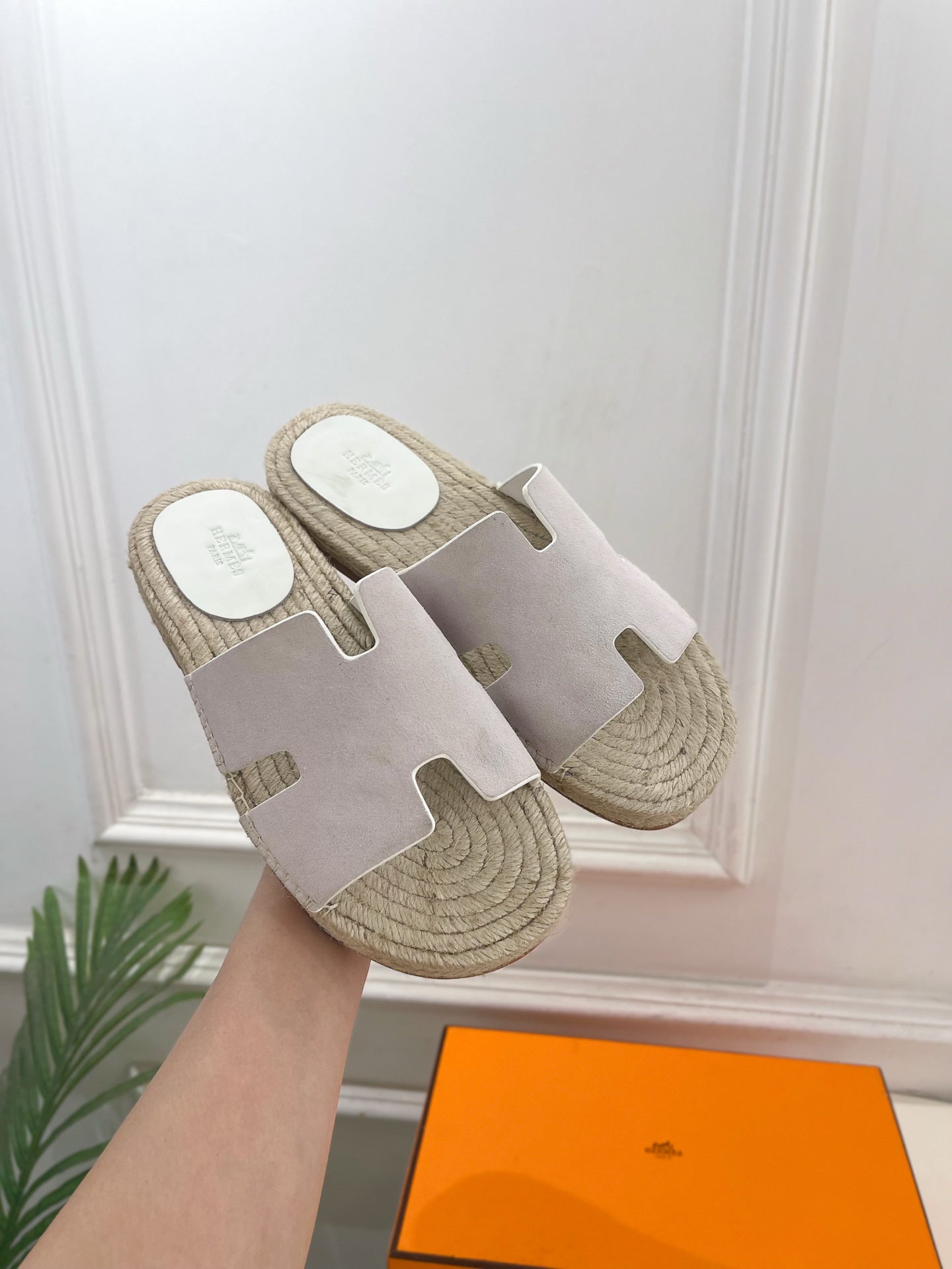 HM Antigua Espadrille Light Pink Suede Raffia 631937