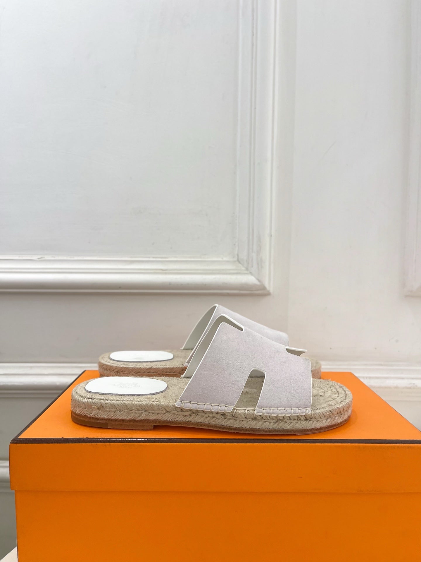 HM Antigua Espadrille Light Pink Suede Raffia 631937