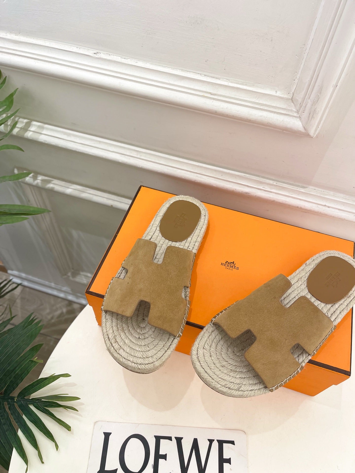 HM Antigua Espadrille Tan Suede Raffia 631942