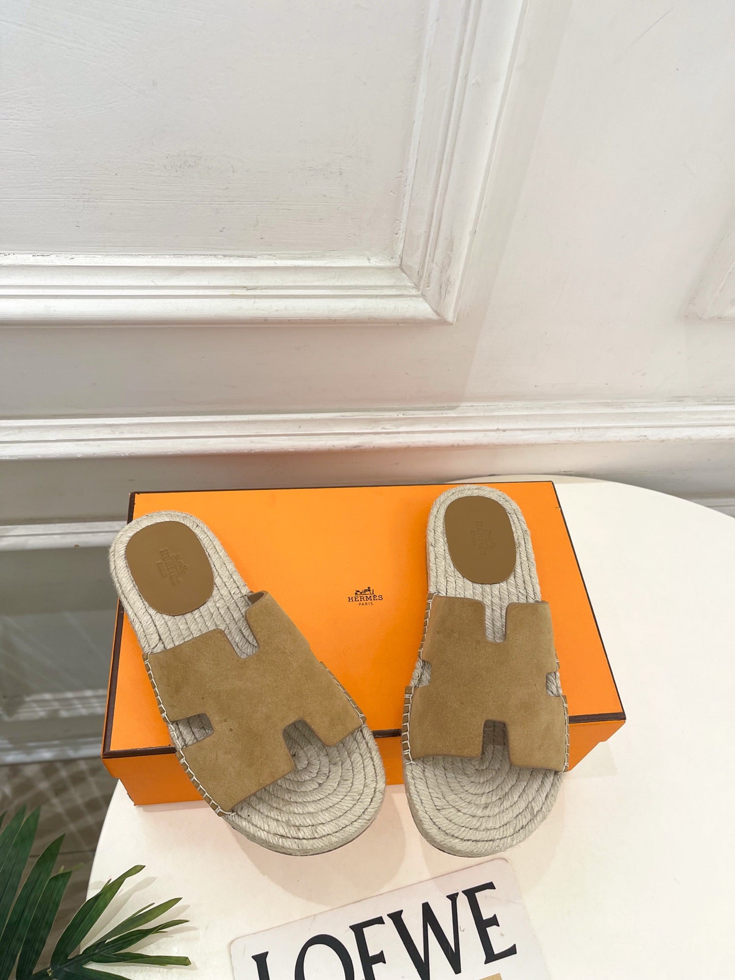 HM Antigua Espadrille Tan Suede Raffia 631942