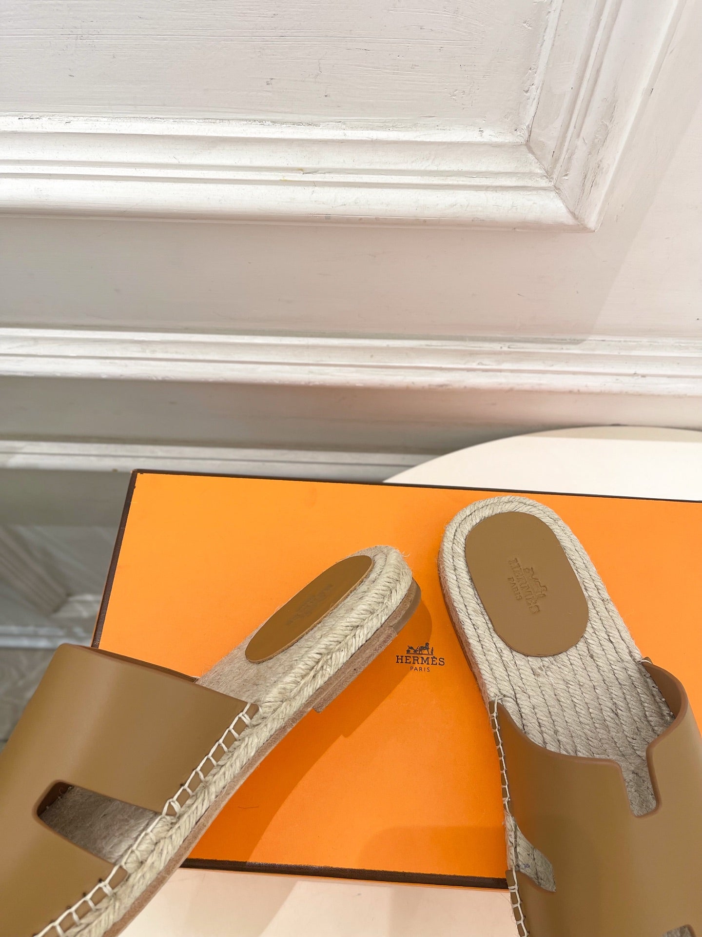 HM Antigua Espadrille Tan Leather Raffia 631946