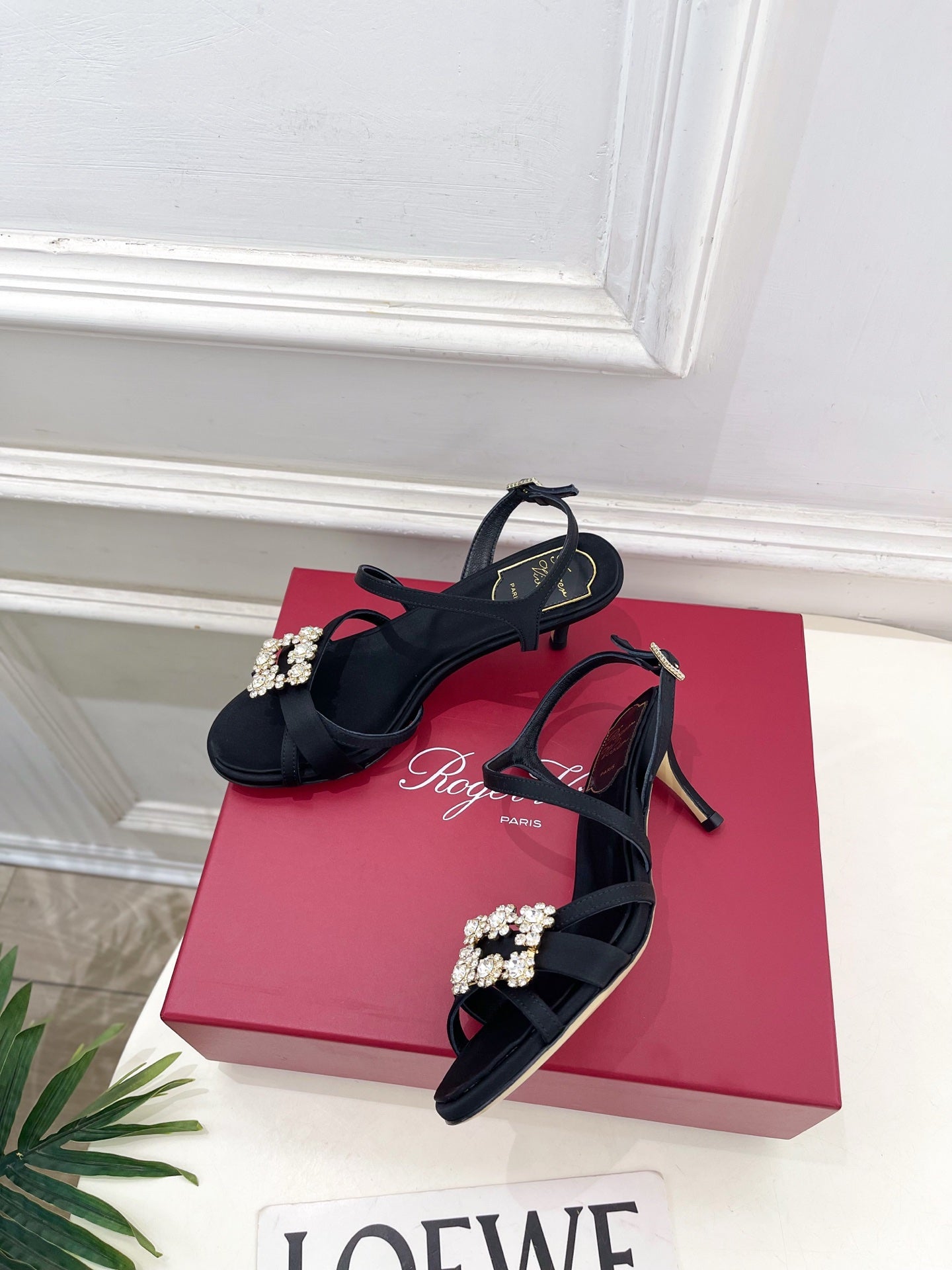 RV Efflorescence Sandals 6.5cm Black Satin 631969