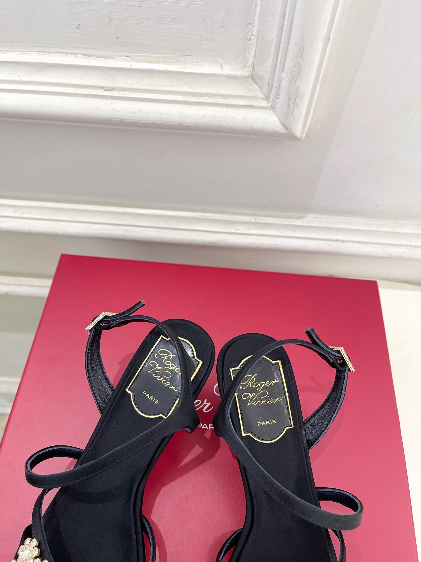 RV Efflorescence Sandals 6.5cm Black Satin 631969