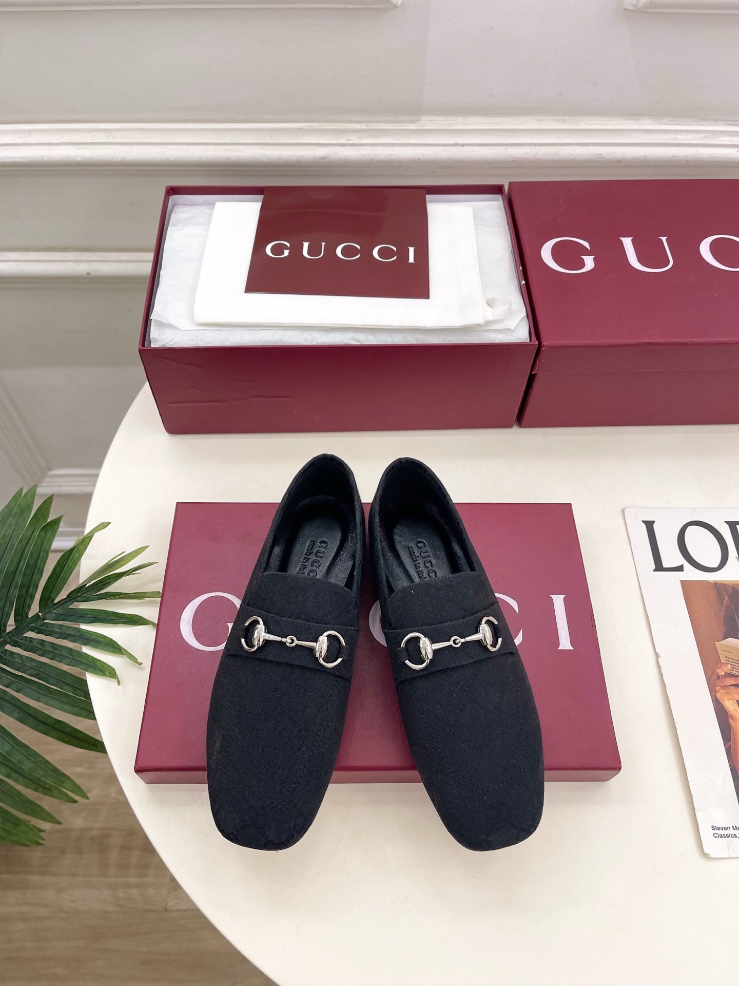 GG 26s Loafer With Horsebit Black Canvas 640285
