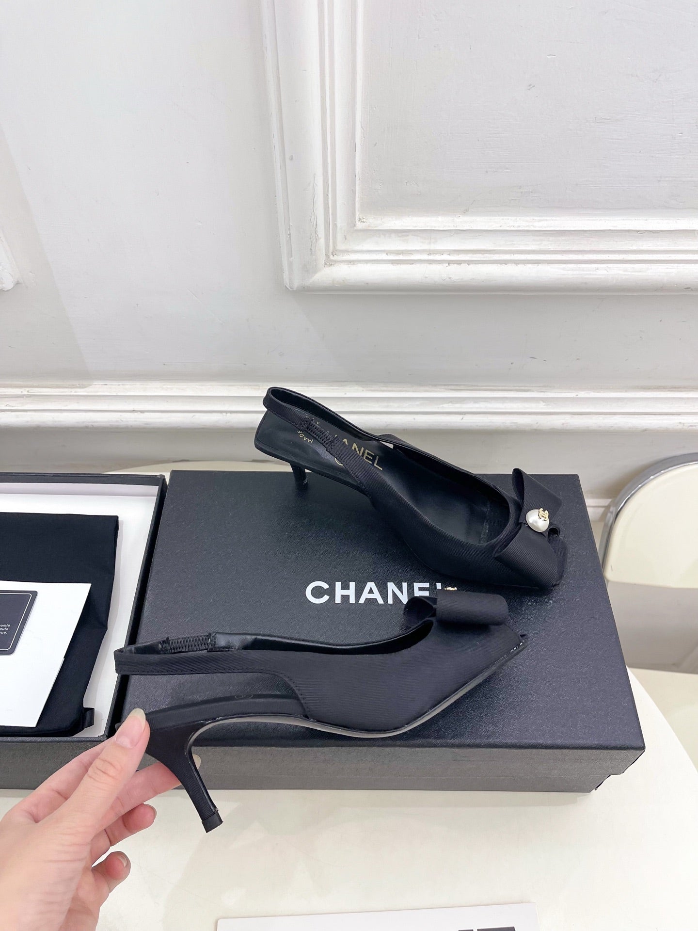 CC 26s Classic Toe High-Heeled Sandals 5.5cm Black Canvas 891631