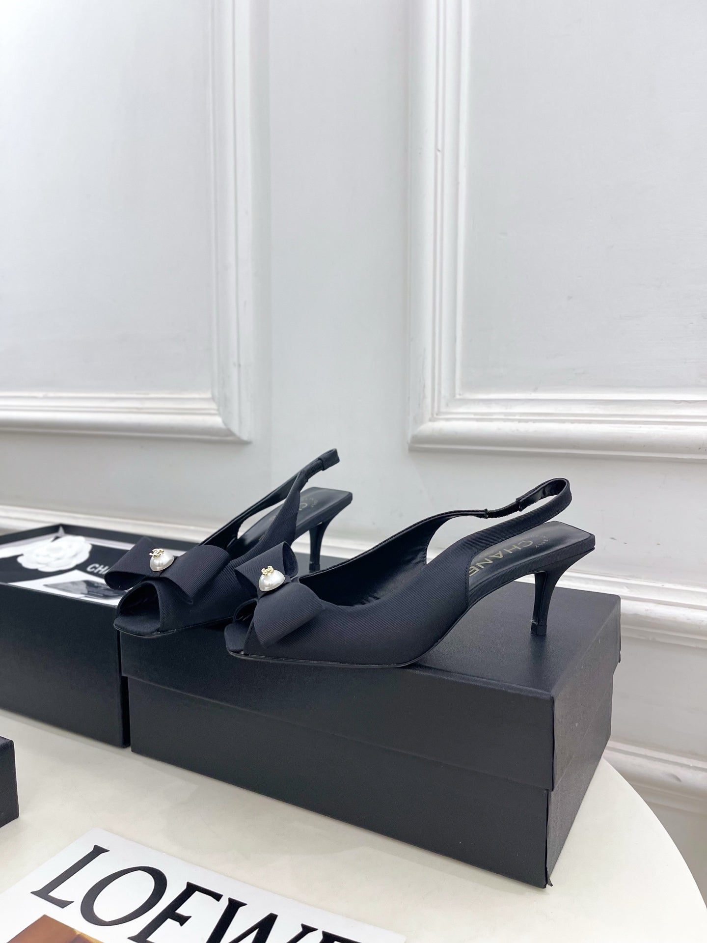 CC 26s Classic Toe High-Heeled Sandals 5.5cm Black Canvas 891631