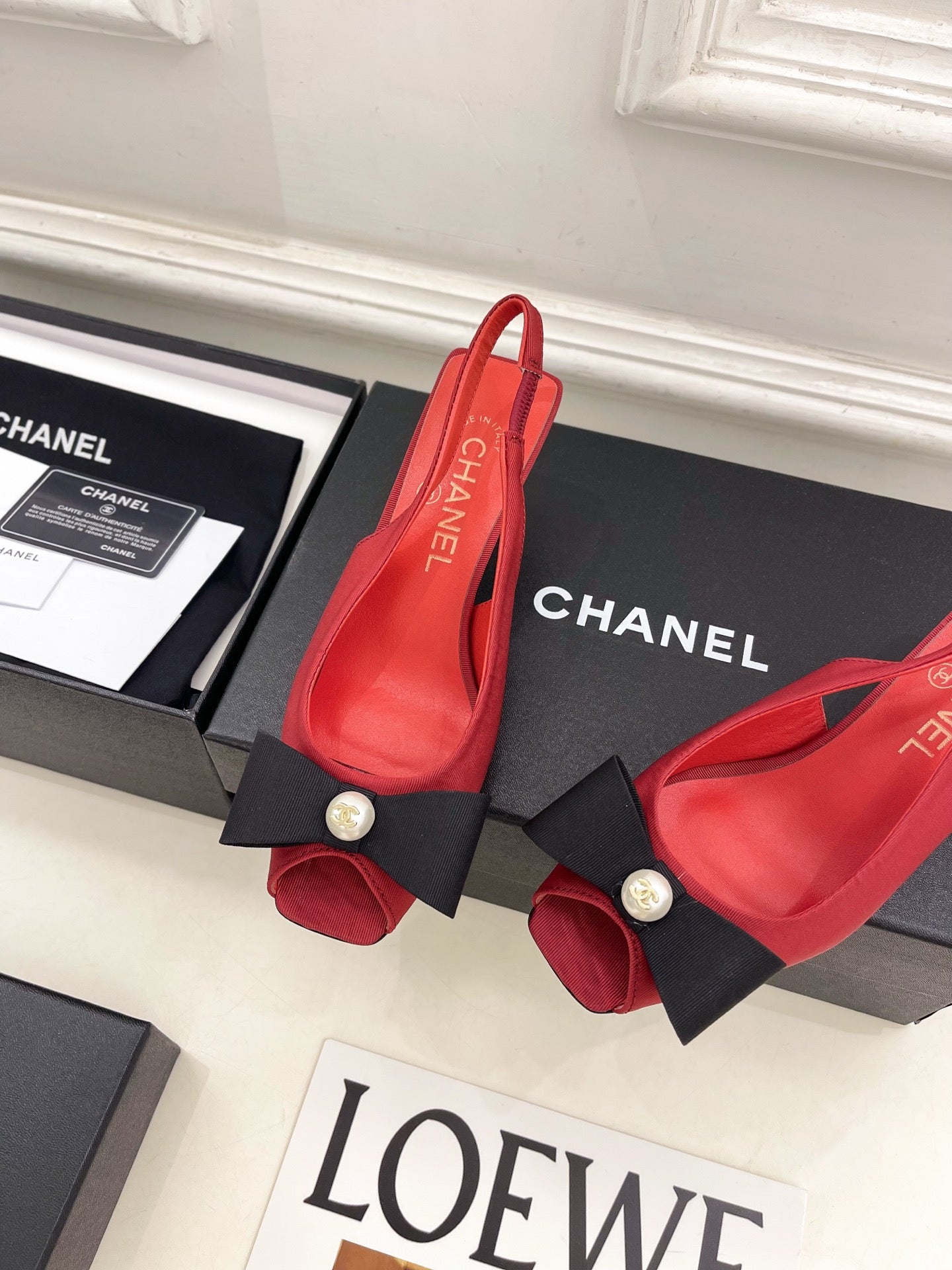 CC 26s Classic Toe High-Heeled Sandals 5.5cm Red Black Canvas 891634