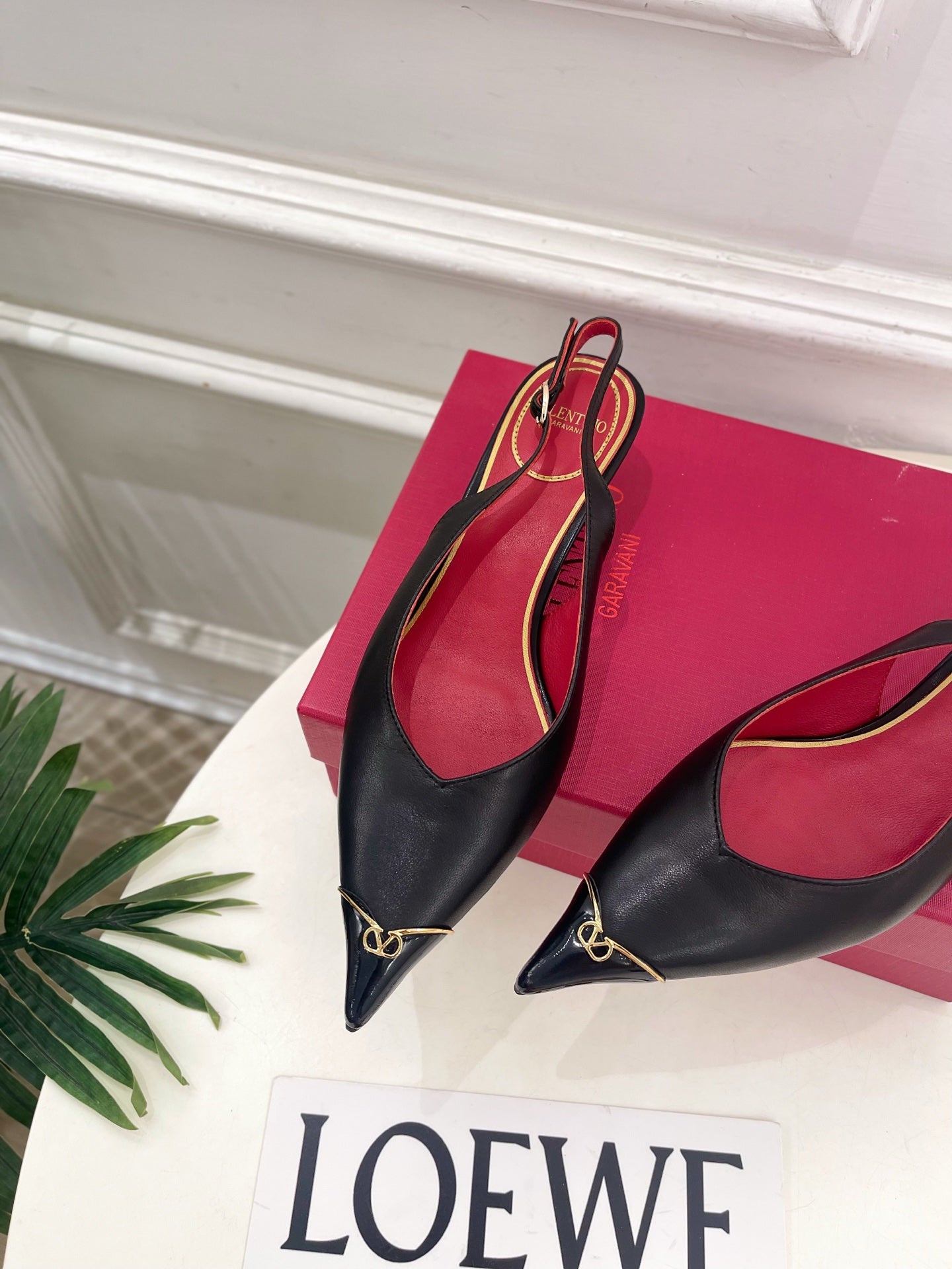 VLogo Heartip Slingback 3.5cm Black Sheepskin 947337