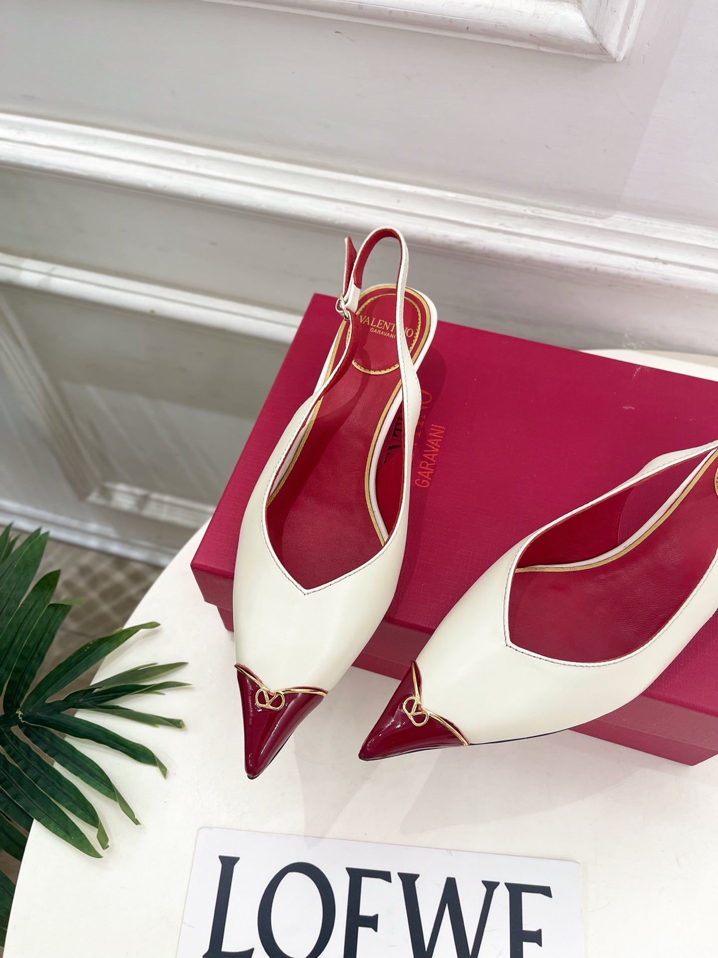VLogo Heartip Slingback 3.5cm White Sheepskin 947338