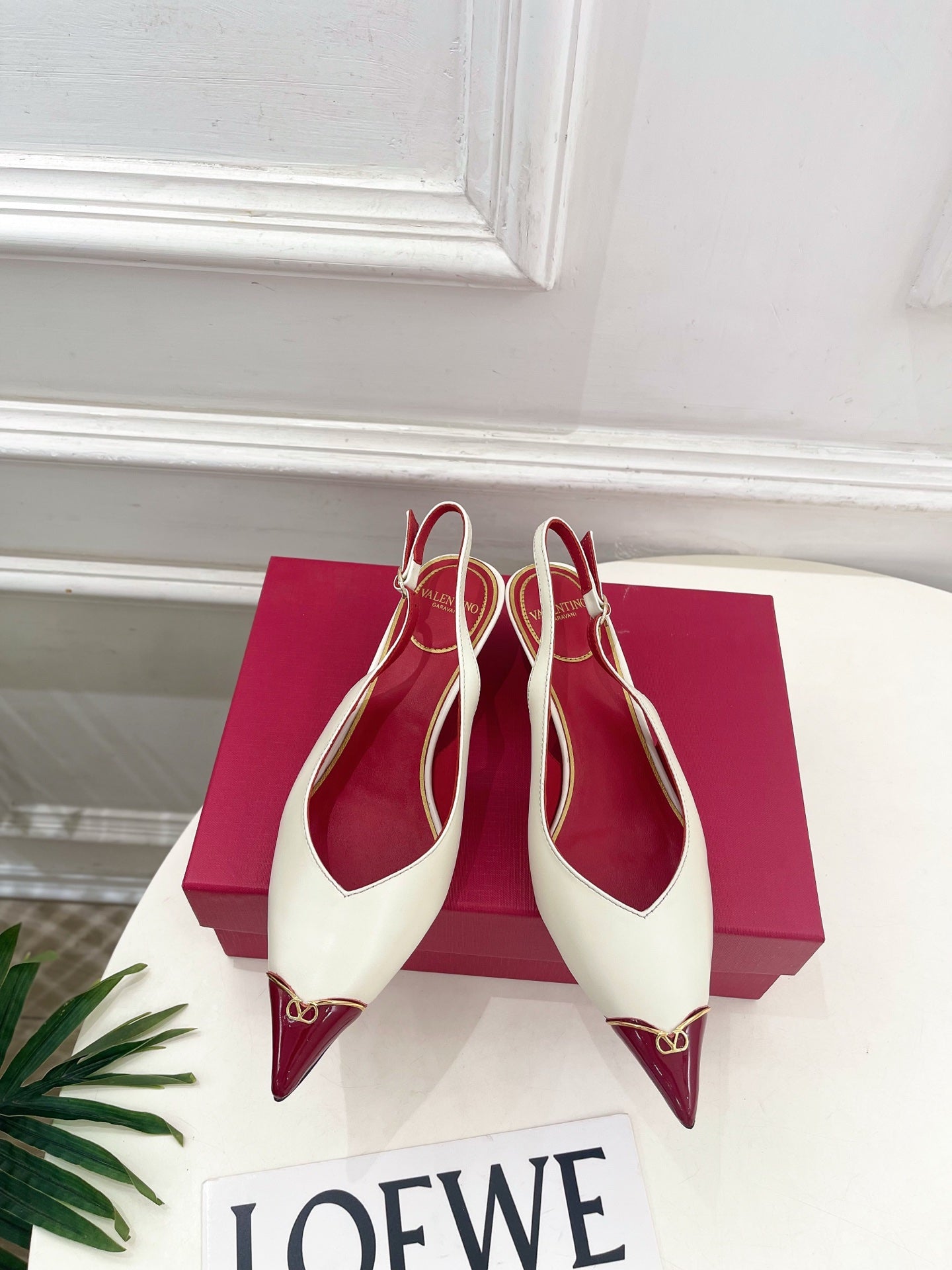 VLogo Heartip Slingback 3.5cm White Sheepskin 947338