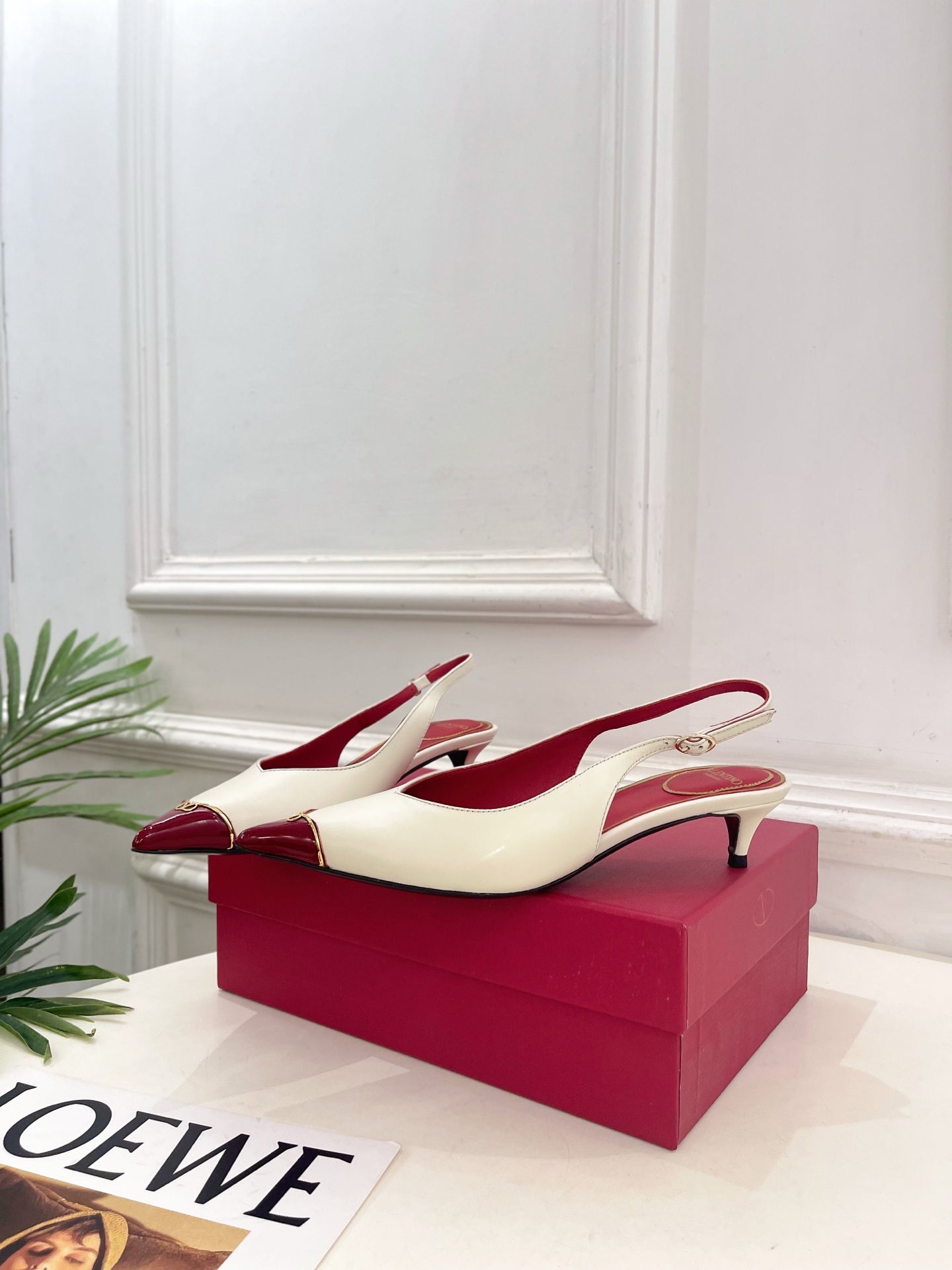 VLogo Heartip Slingback 3.5cm White Sheepskin 947338