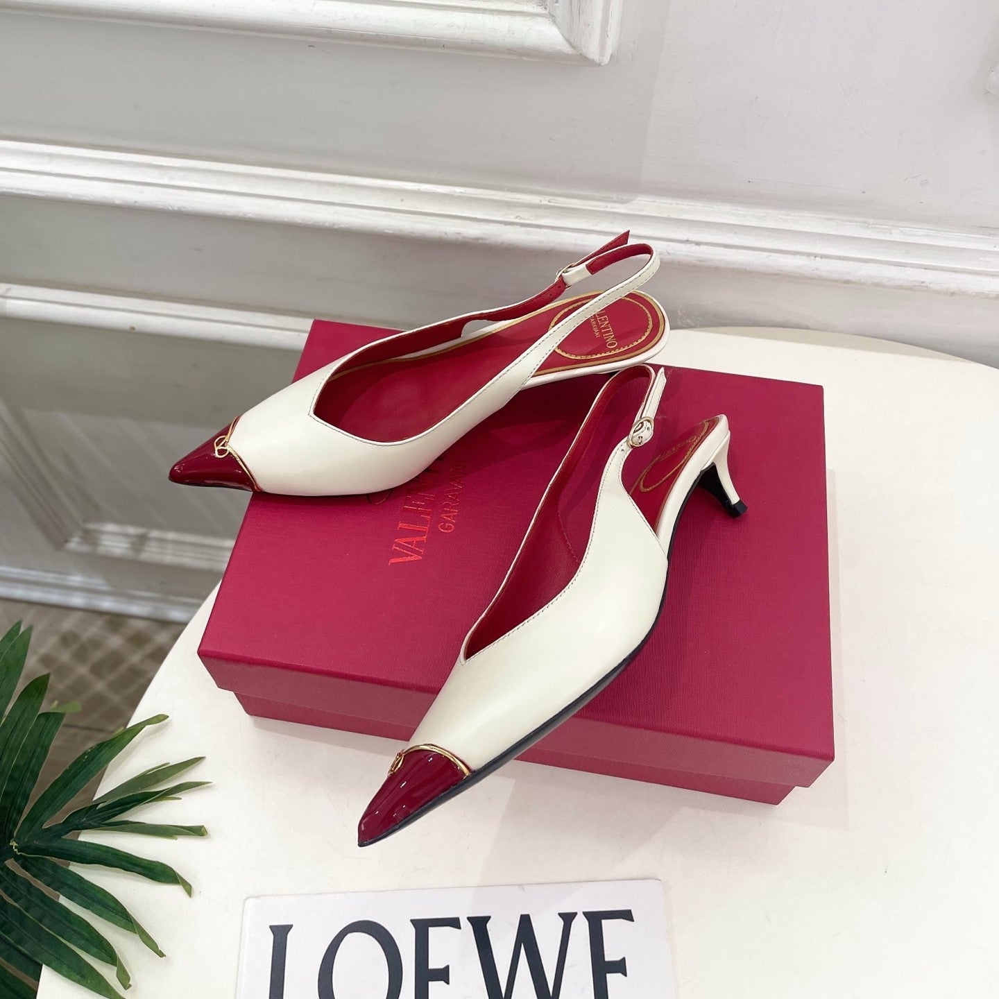 VLogo Heartip Slingback 3.5cm White Sheepskin 947338