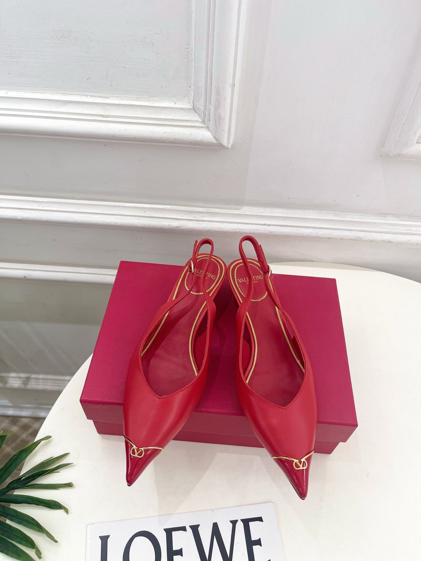 VLogo Heartip Slingback 3.5cm Red Sheepskin 947339