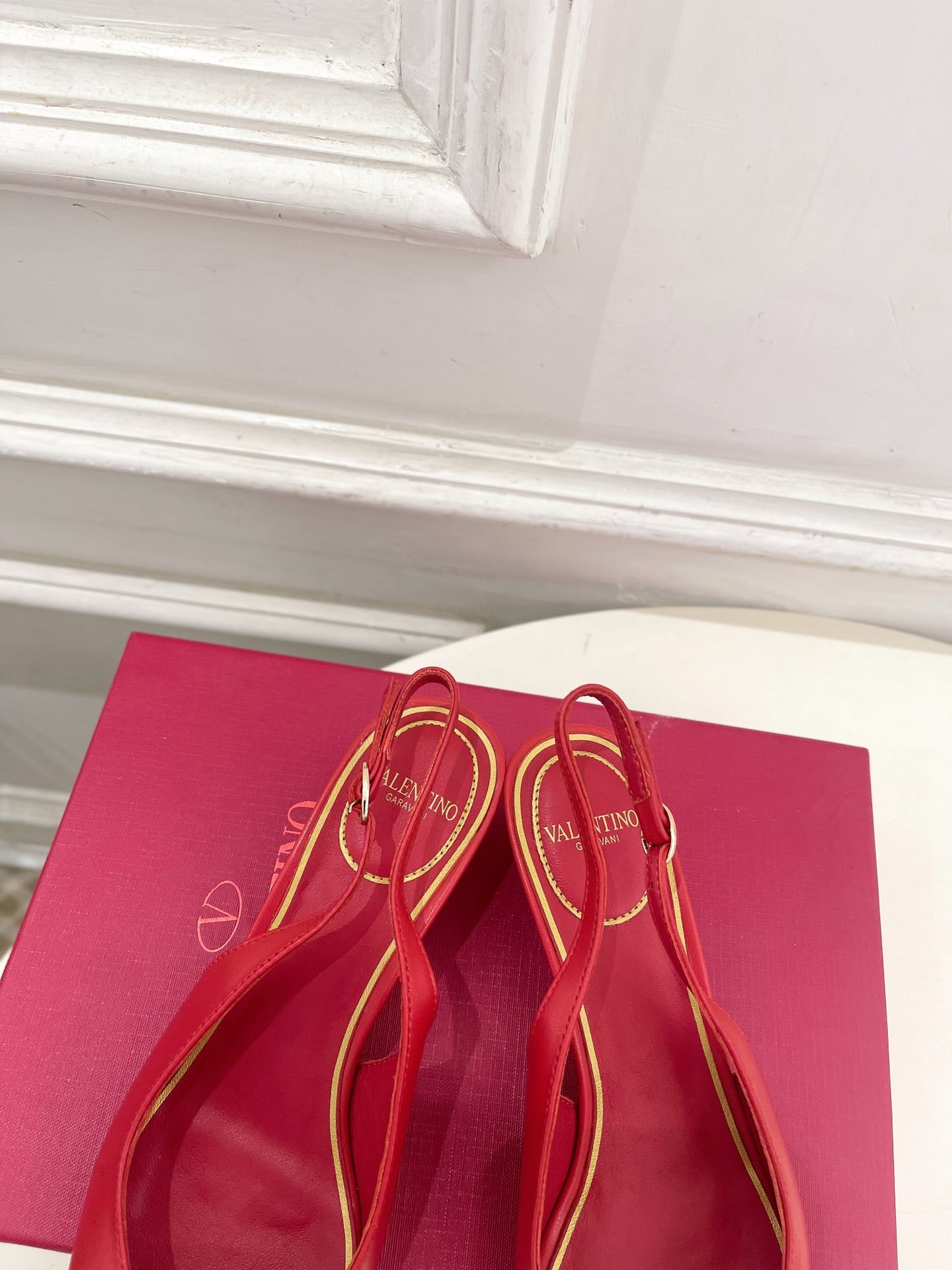 VLogo Heartip Slingback 3.5cm Red Sheepskin 947339