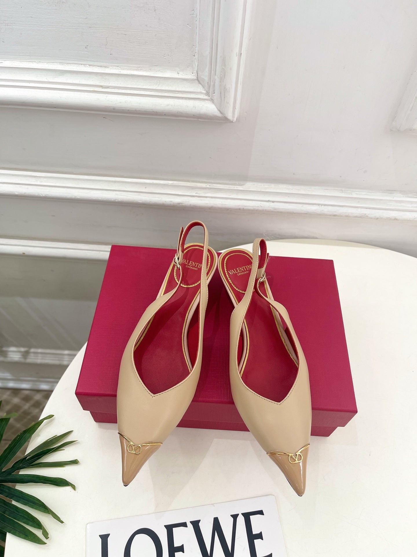 VLogo Heartip Slingback 3.5cm Beige Sheepskin 947340
