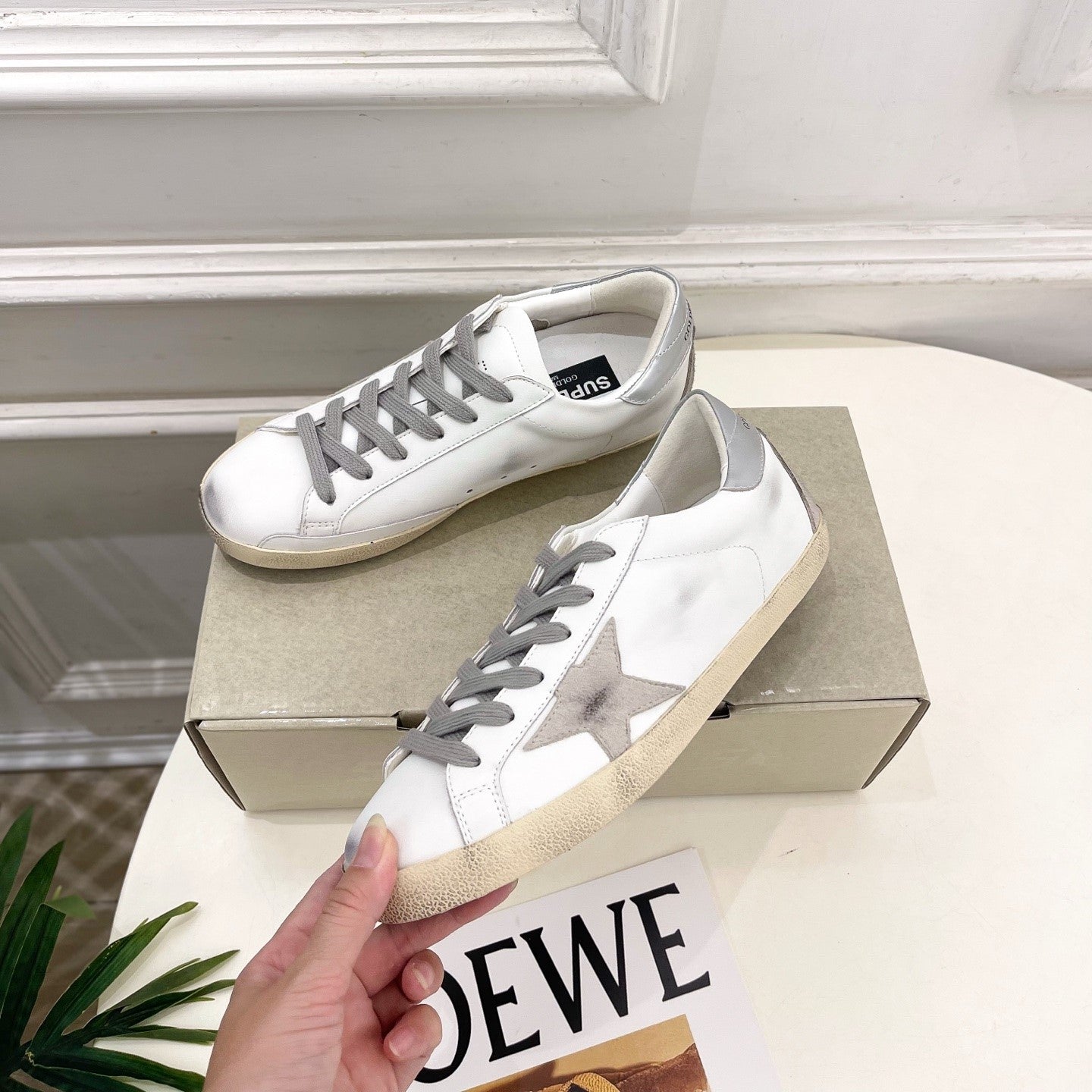 Golden Goose 26s Super-Star Grey Star White Grey Leather 947748