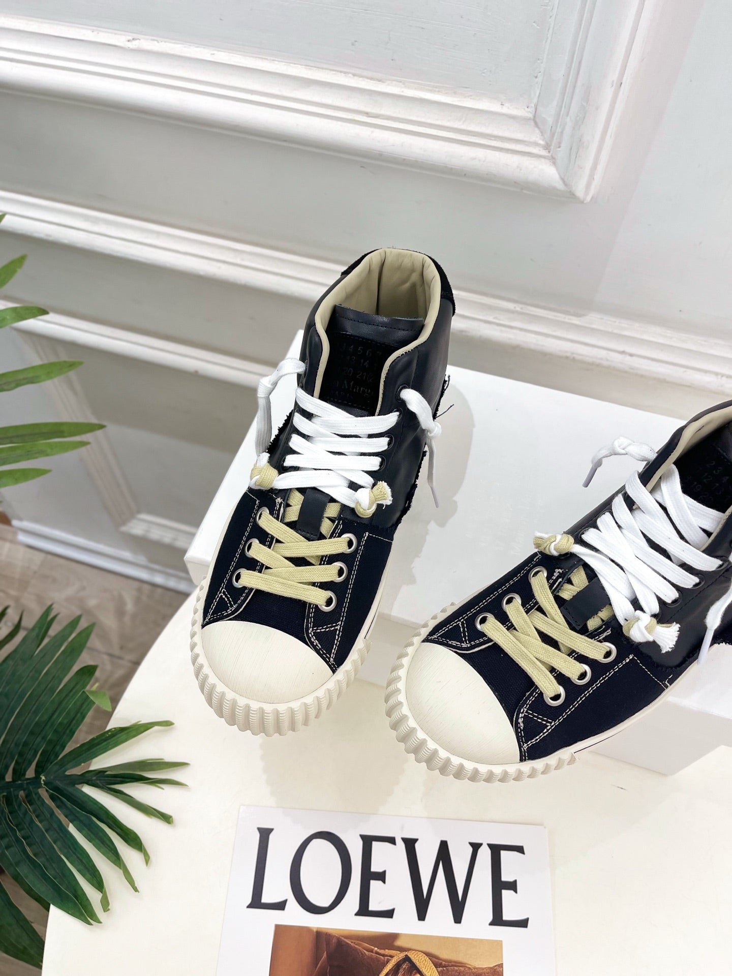 MM6 26s New Evolution Mid-Top Sneakers Black Canvas Calfskin 947481