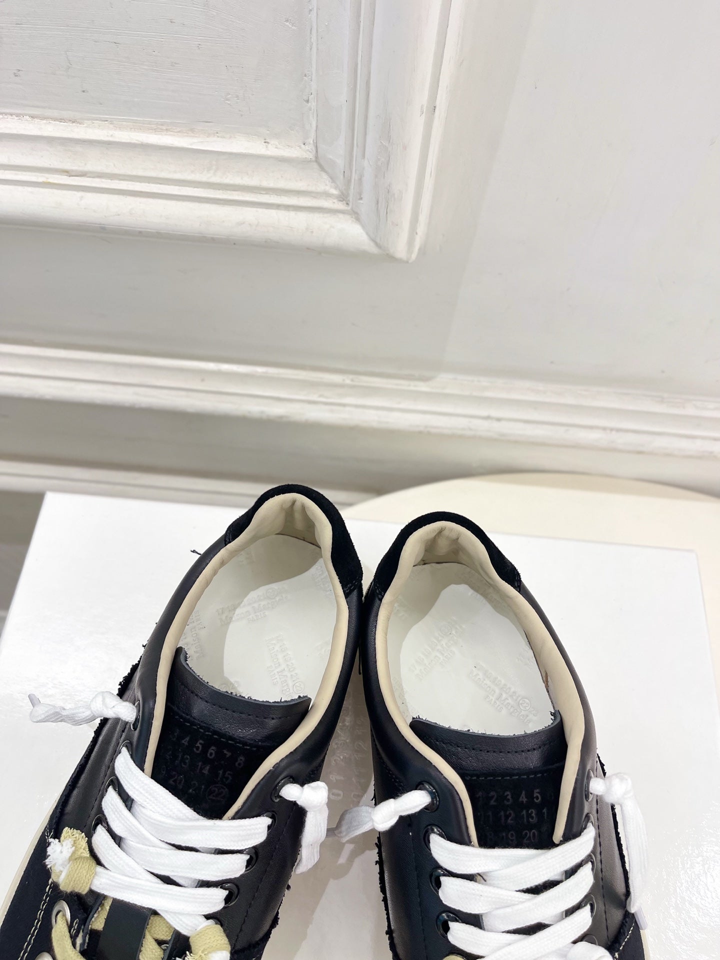 MM6 26s New Evolution Sneakers Black Canvas Calfskin 947483