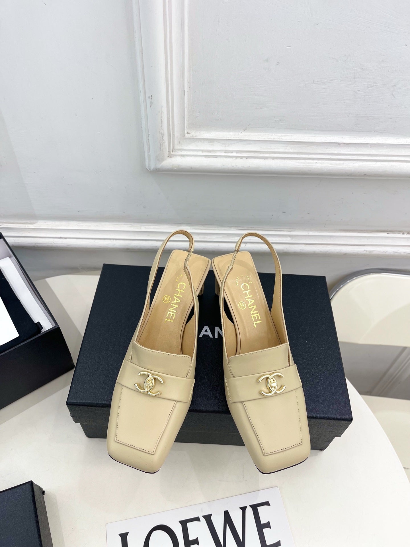CC 26s Slingback Kitten Heels 6cm Beige Leather 946837