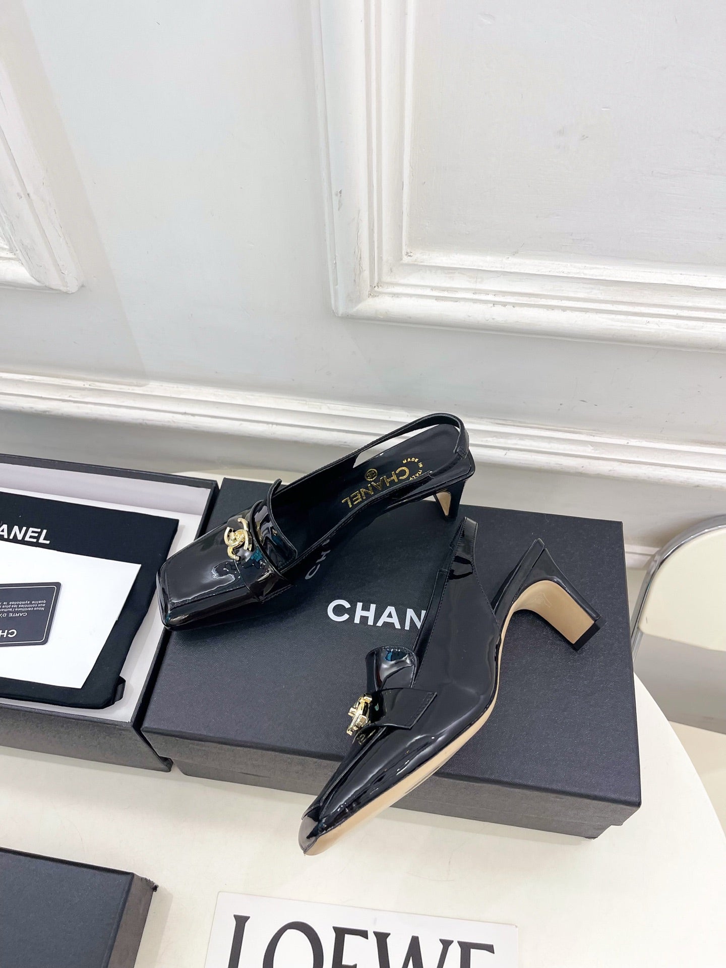CC 26s Slingback Kitten Heels 6cm Black Patent Leather 946838