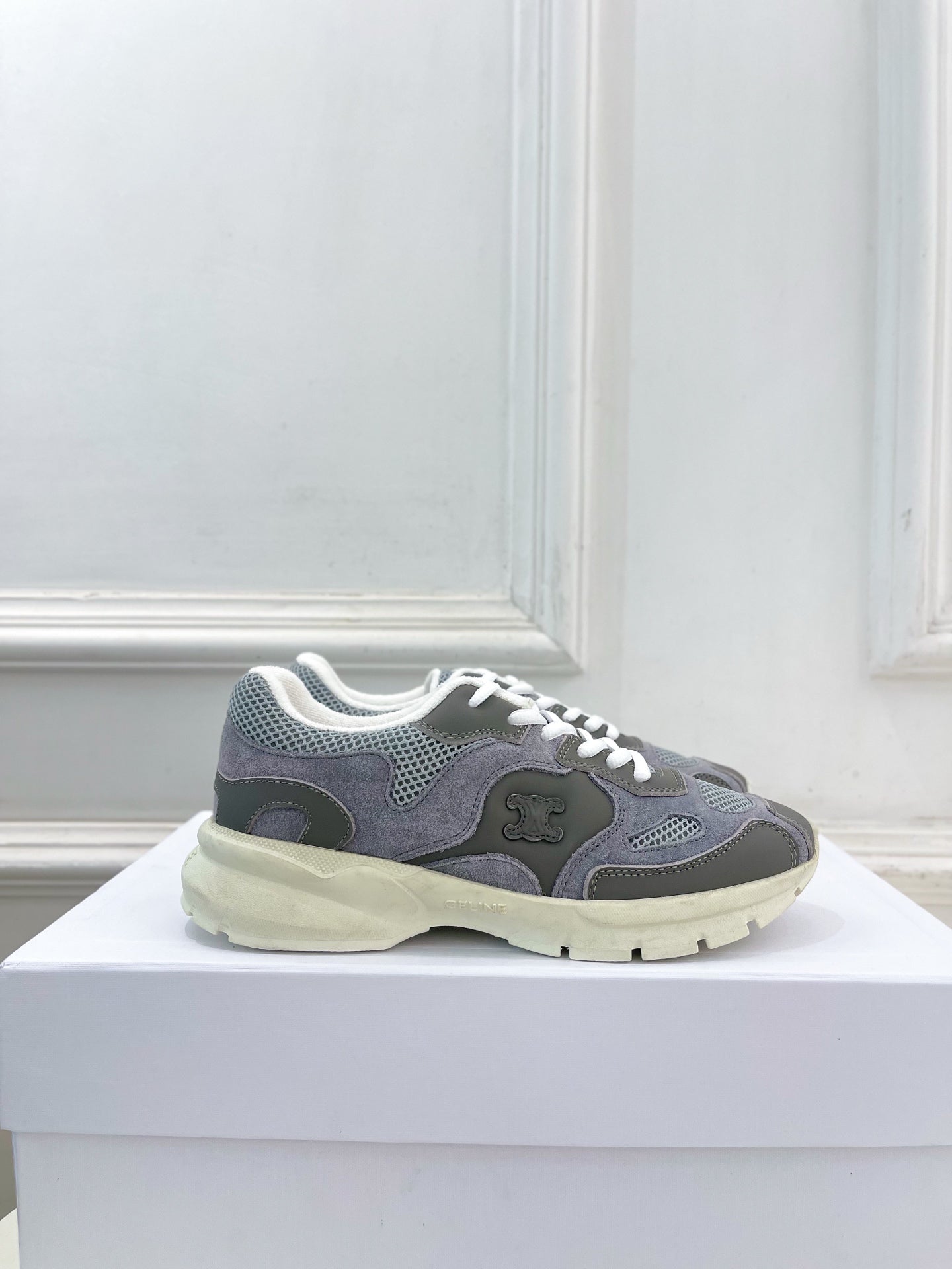 Celine 26s Runner Sneaker Grey Mesh Suede 947585