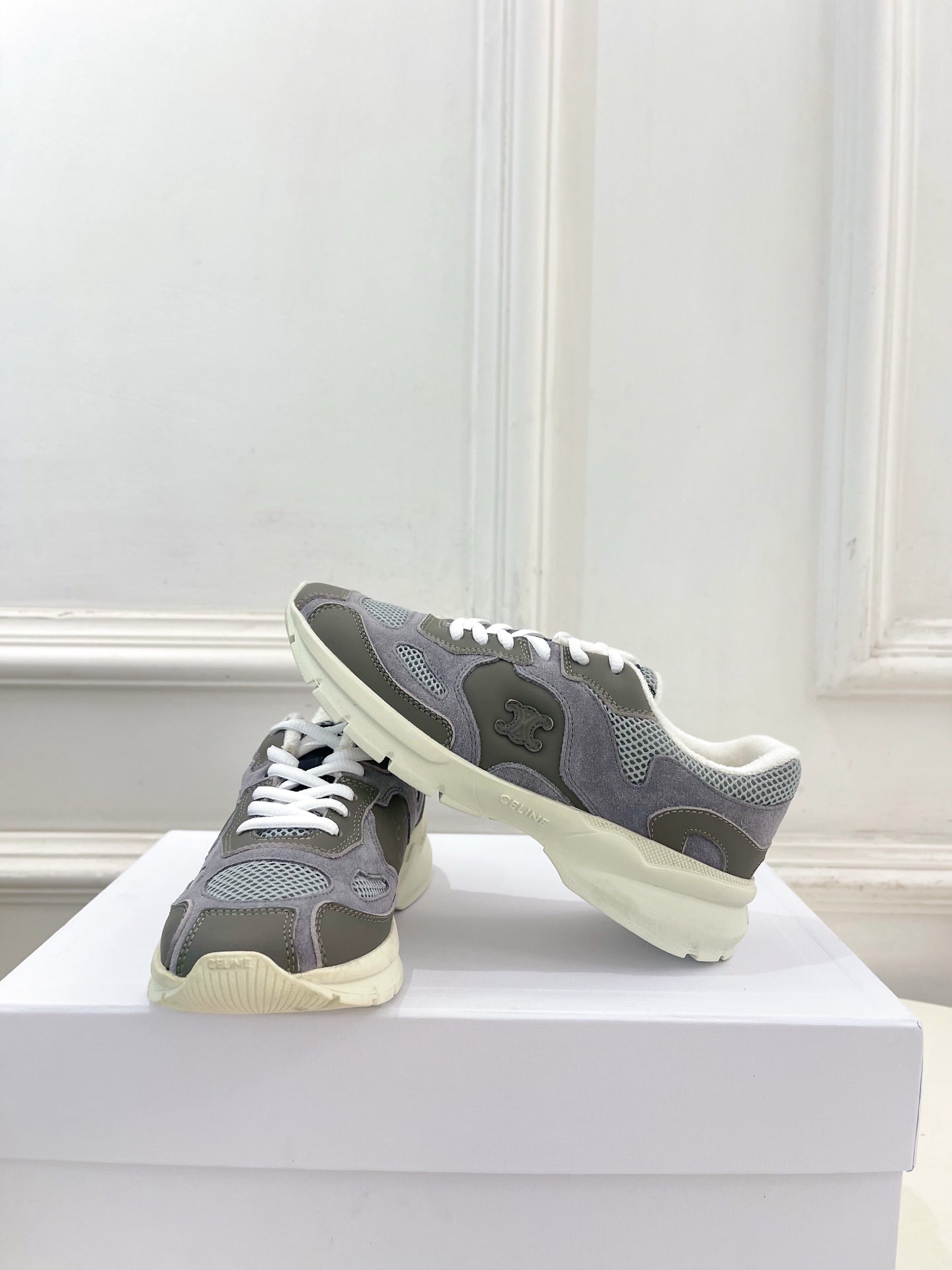 Celine 26s Runner Sneaker Grey Mesh Suede 947585