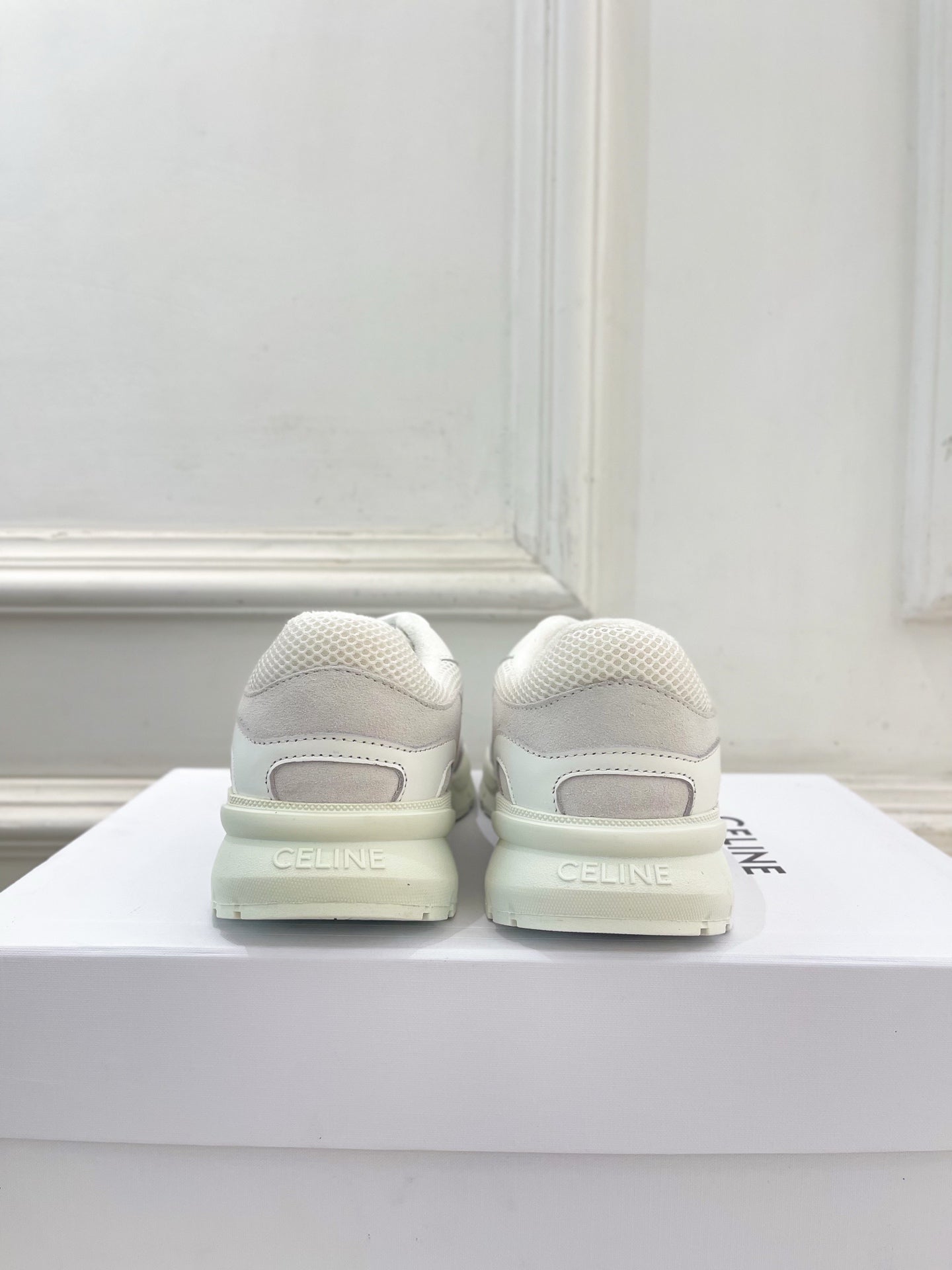 Celine 26s Runner Sneaker White Mesh Suede 947584