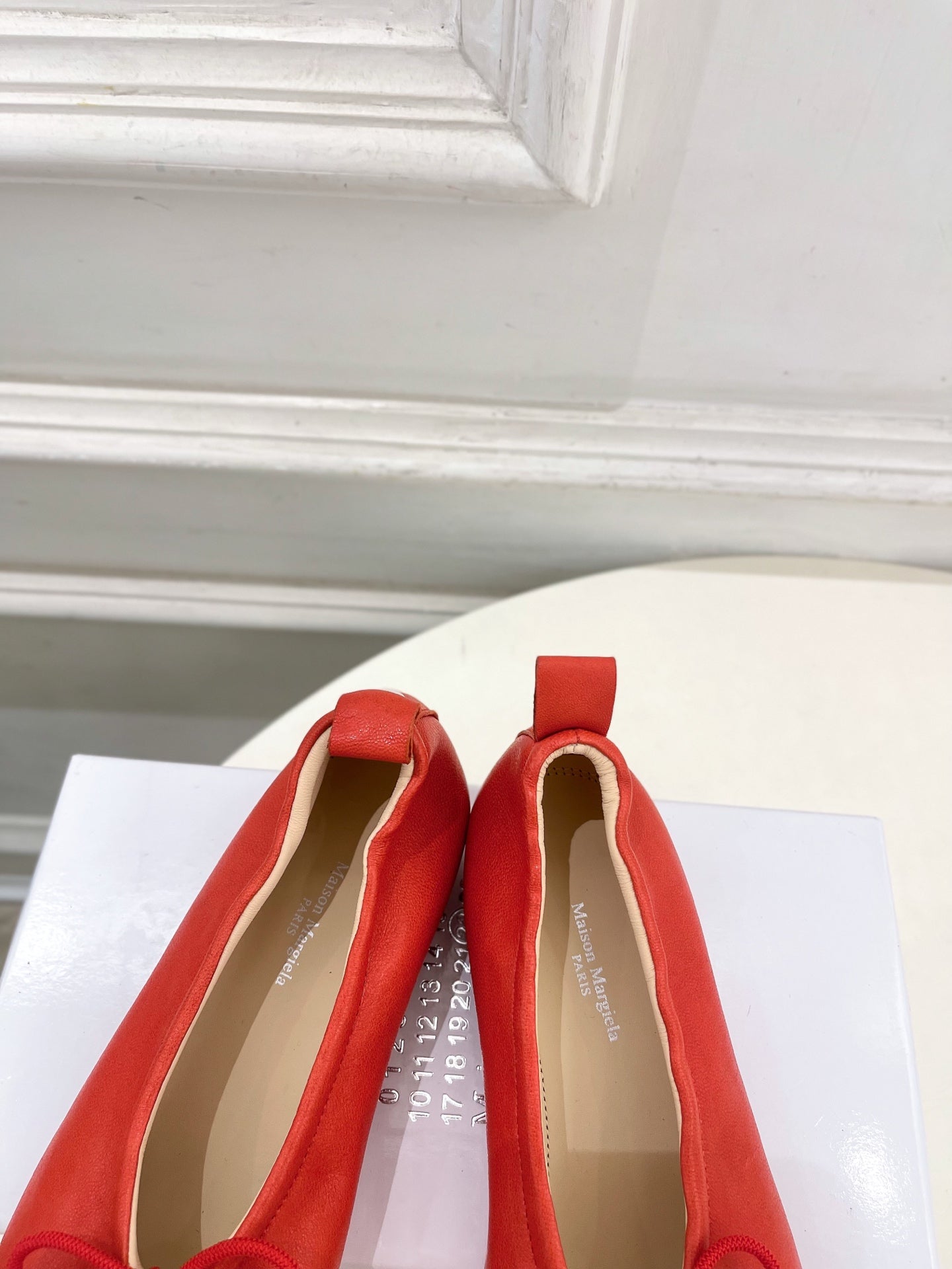 MM6 26s Tabi Ballet Flats Red Lambskin 947490