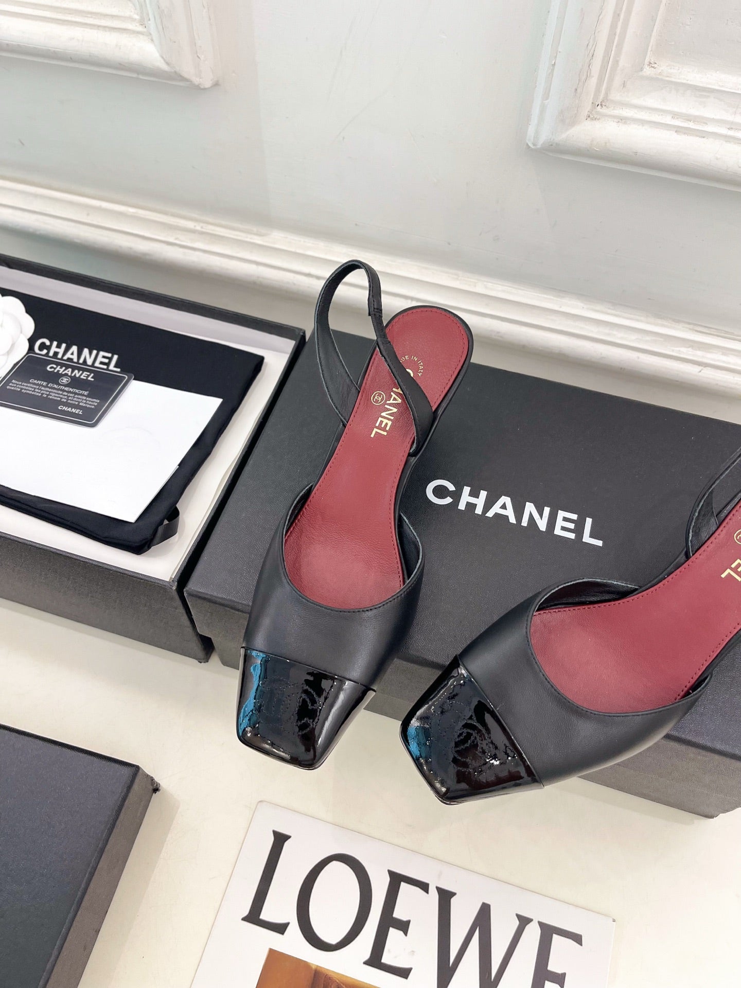 CC 26s Square Toe Slingback 6.5cm Black Leather 946907