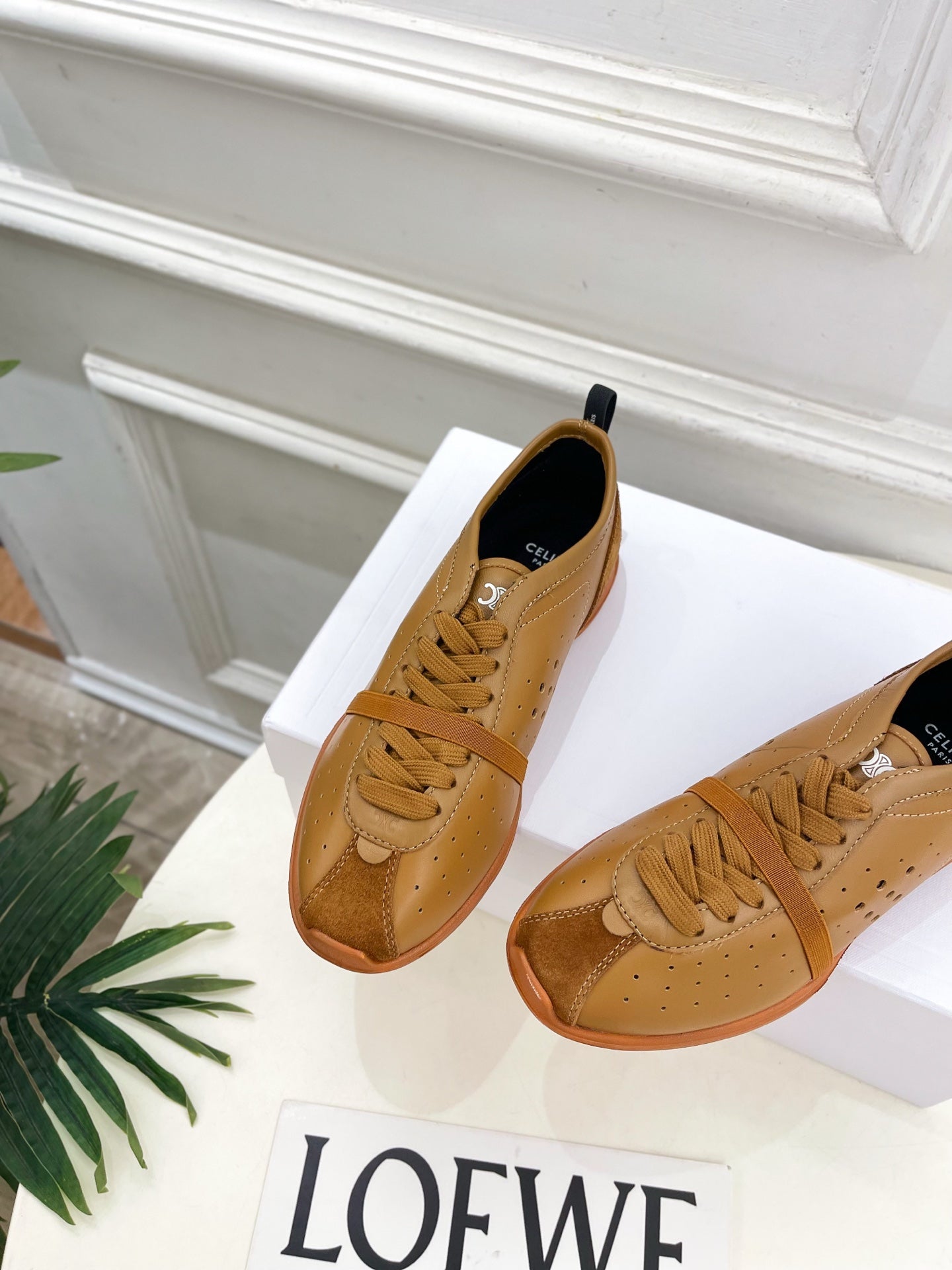 Celine 26s Soft Sneaker Camel Perforated Lambskin Suede 947588