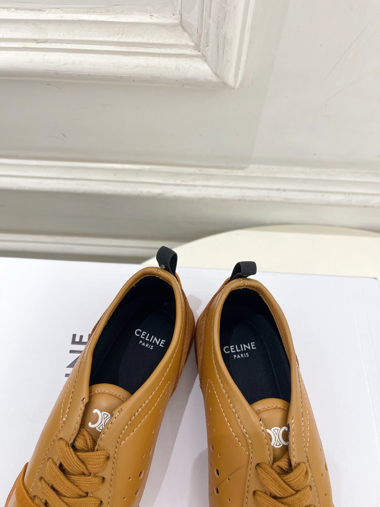 Celine 26s Soft Sneaker Camel Perforated Lambskin Suede 947588