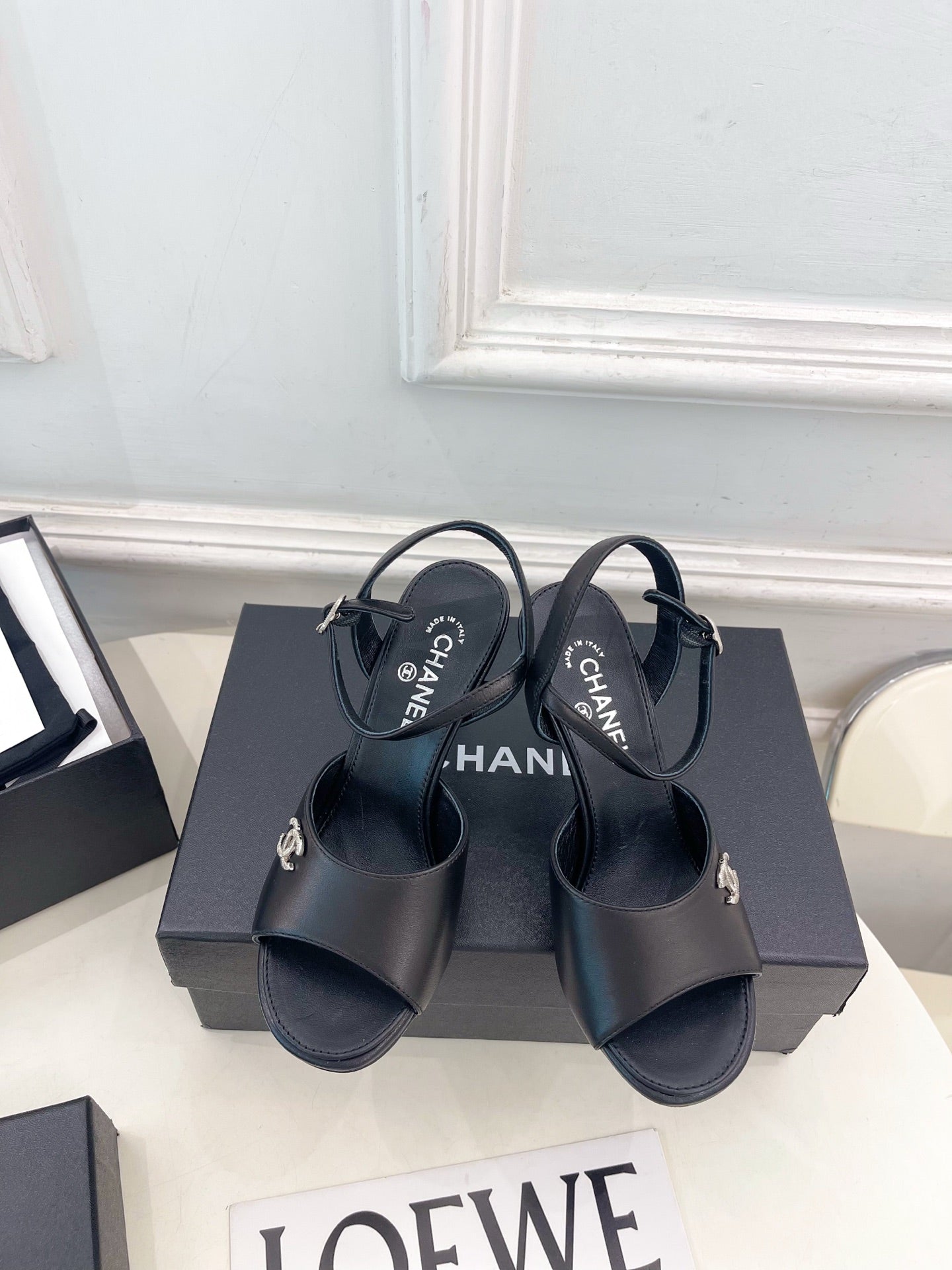 CC 26s Métiers d'Art Mary Jane Sandals 9cm Black Leather 946926